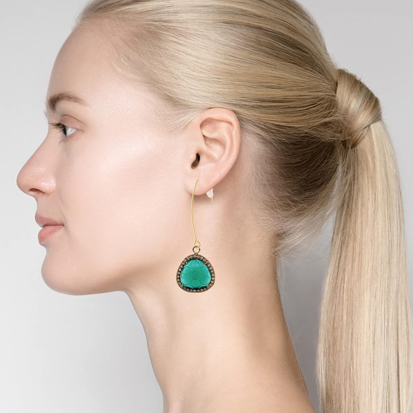 60pcs 2 Colors V Shape Earring Hooks Metal Ear Wires Drop Earring Hooks Components and 60pcs Clear Bullet Earring Backs for DIY Dangle Jewelry Making Findings