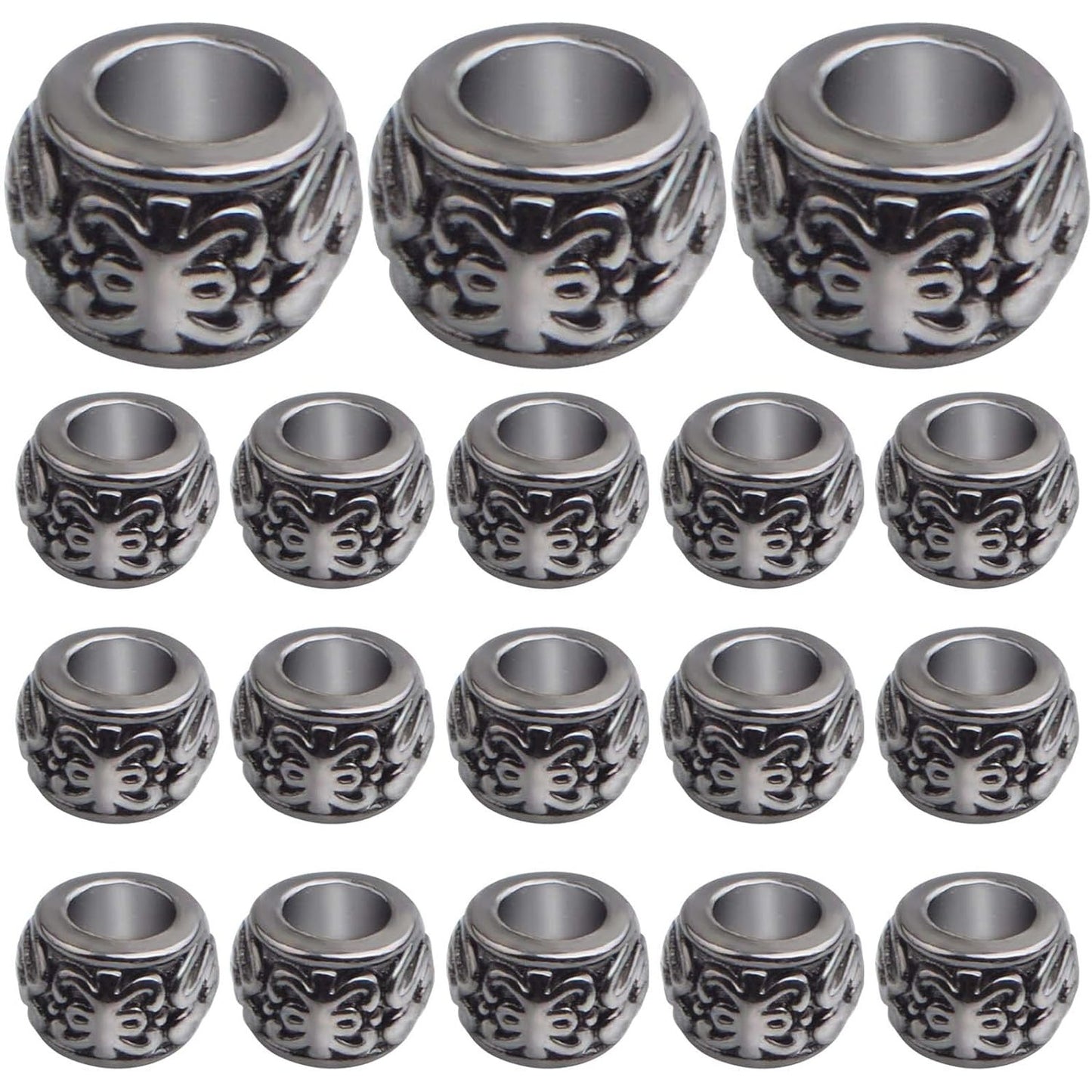 100 Pieces Gun Black Rondelle Spacer Beads - European Large Hole Tube Column Loose Charm Beads - Accessories for DIY Bracelet Necklace Earrings Jewelry Making