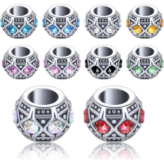 Rhinestone European Beads, 30pcs 10 Colors Large Hole Crystal Spacer Beads Loose Rondelle Charm Beads Crafts Supplies for DIY Snake Chain Bracelet Jewelry Making, 11 x 9 mm, Hole: 5 mm