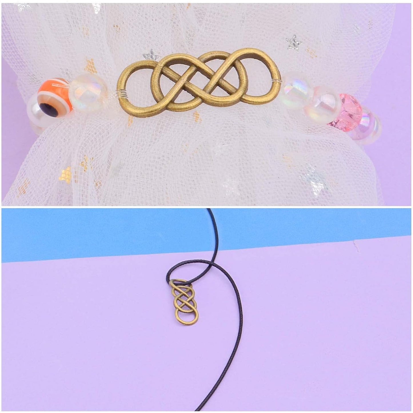50pcs Double Infinity Symbol Connector Charms Alloy Pendant Charm Connectors for DIY Bracelet Necklace Jewelry Making,32.8mm×12.5mm