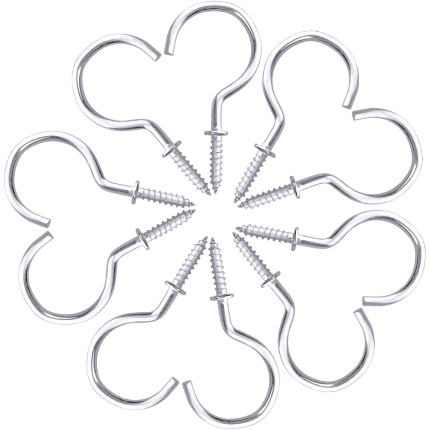 20Pcs 2.8 inches Silver Metal Cup Hooks Round End Ceiling Wall Hooks for Hanging Plants, Lights, Curtains, Kitchen Towels