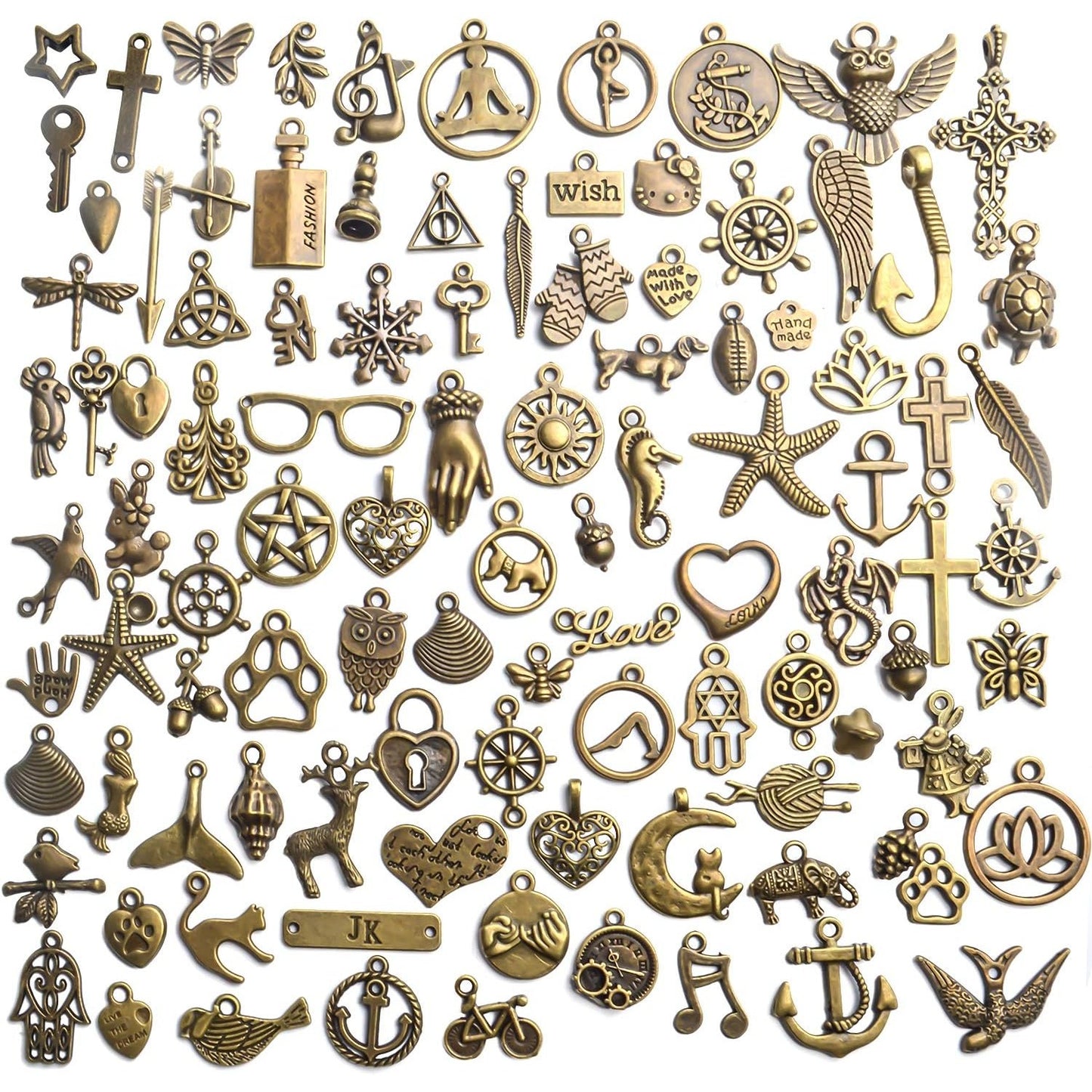 Vintage Charms Bulk,100pcs Antique Bronze Charms Alloy Pendant Charms Jewelry Making Supplies for Necklace Bracelet Earring