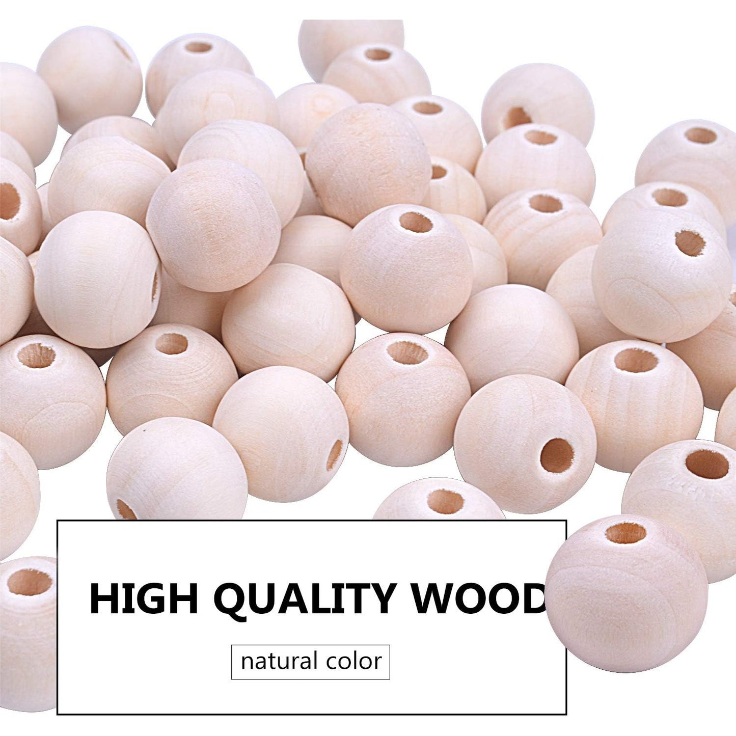 100pcs 14mm Natural Color Round Ball Wood Spacer Beads Jewelry Findings Charms