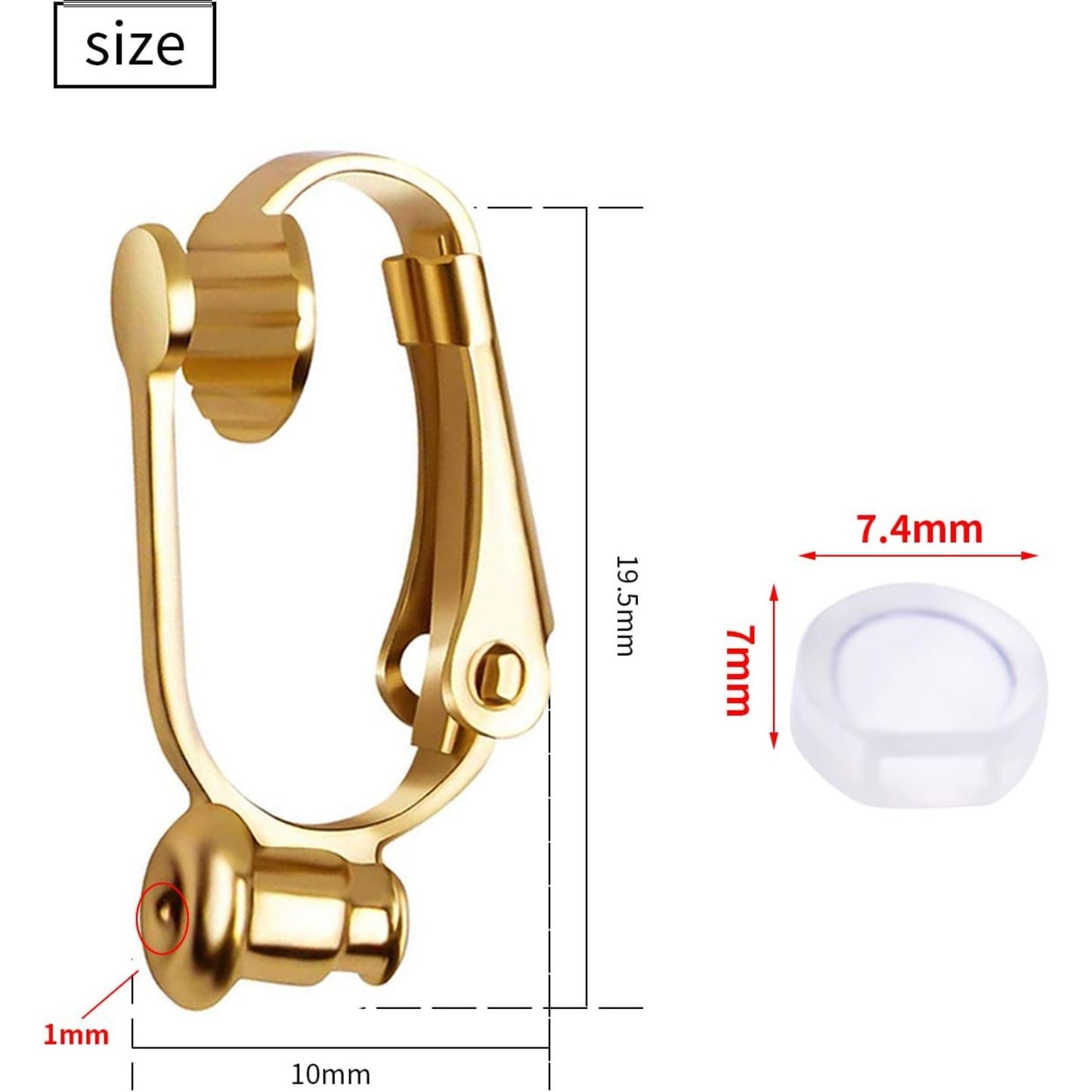 Clip-On Earring Converters - 12 Non-Pierced Earring Clips, Silicone Pads for Jewellery Making - Silver and Gold