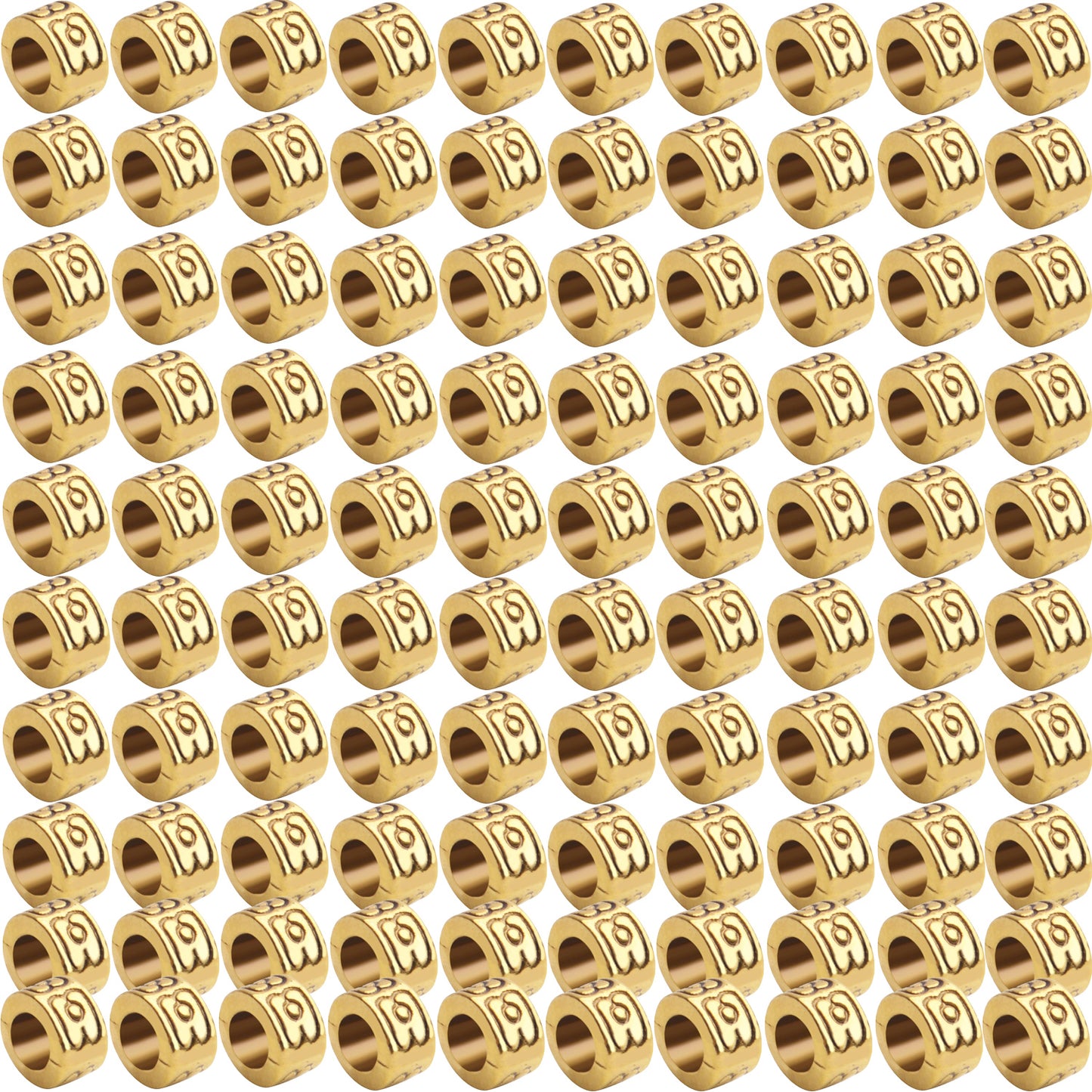 Large Hole Spacer Beads, 100pcs 6.5mm Round Rondelle Spacer Beads Large Hole Spacer Beads Alloy European Beads for DIY Crafts Jewelry Making, Antique Golden, Antique Silver