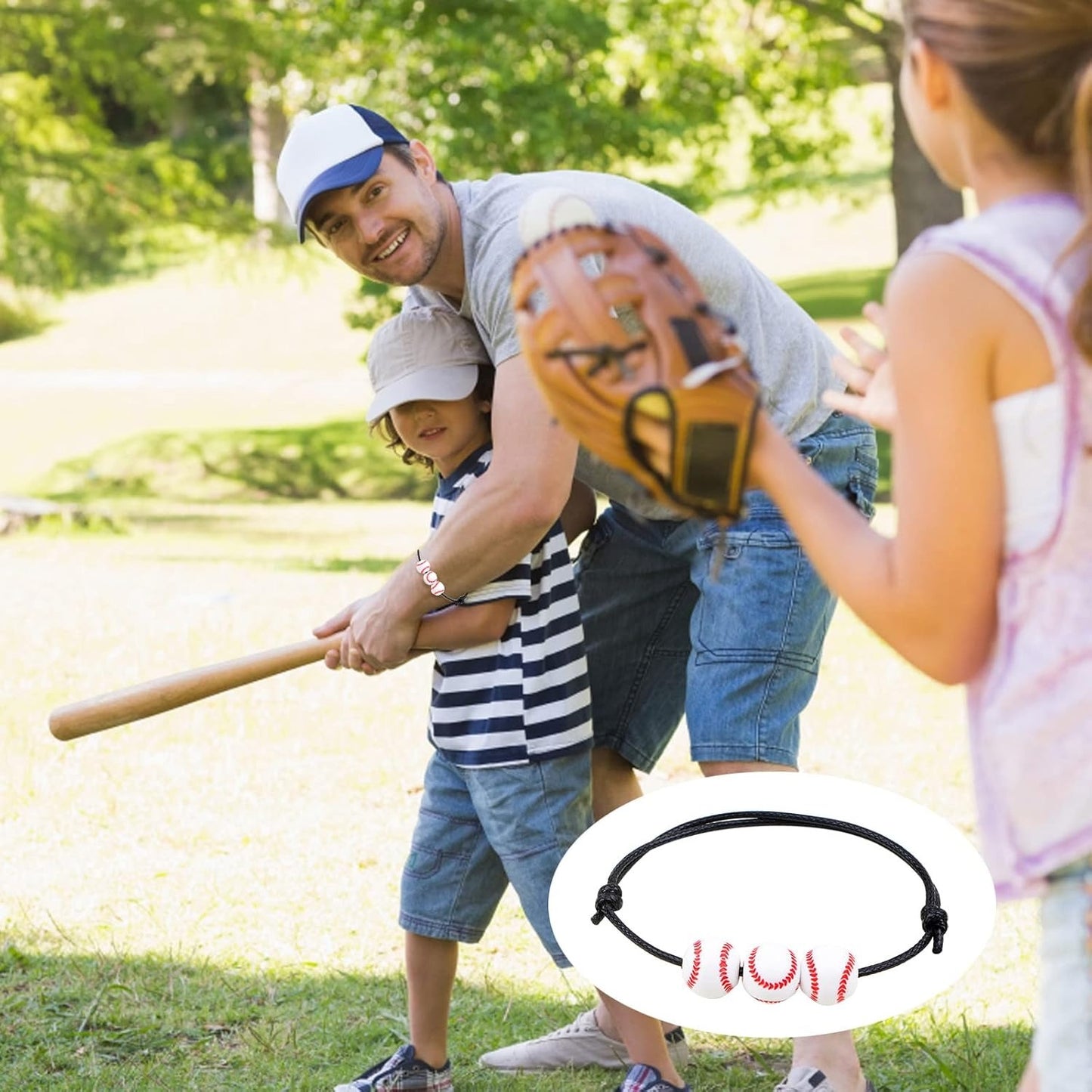 12pcs Adjustable Sport Theme Ball Charm Bracelets Soccer Basketball Baseball Volleyball Tennis Rugby Bracelet Wristbands Friendship for Teens Students Sport Team Players, 6 Styles