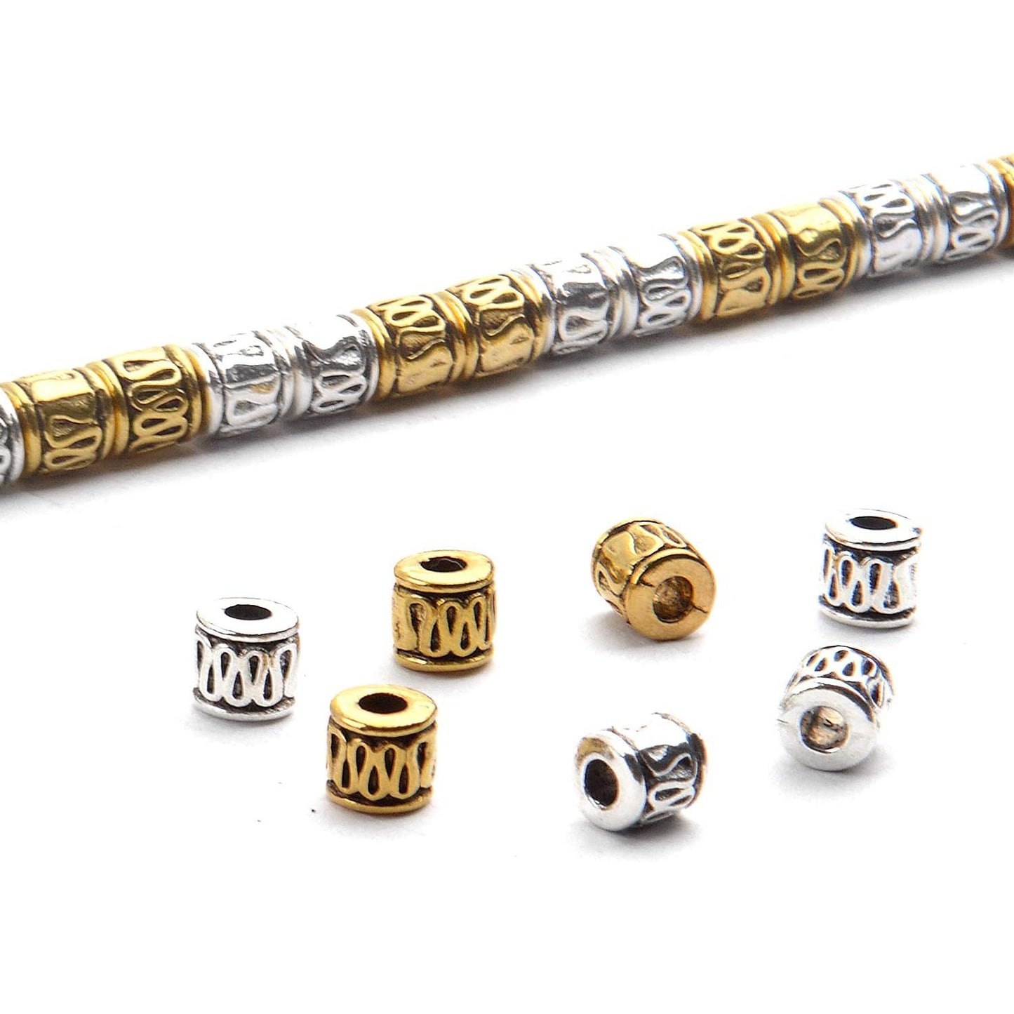 100pcs Antique Spacer Beads Column Tube Metal Spacers Jewelry Beads for Making Bracelet Crafting,5 * 5mm