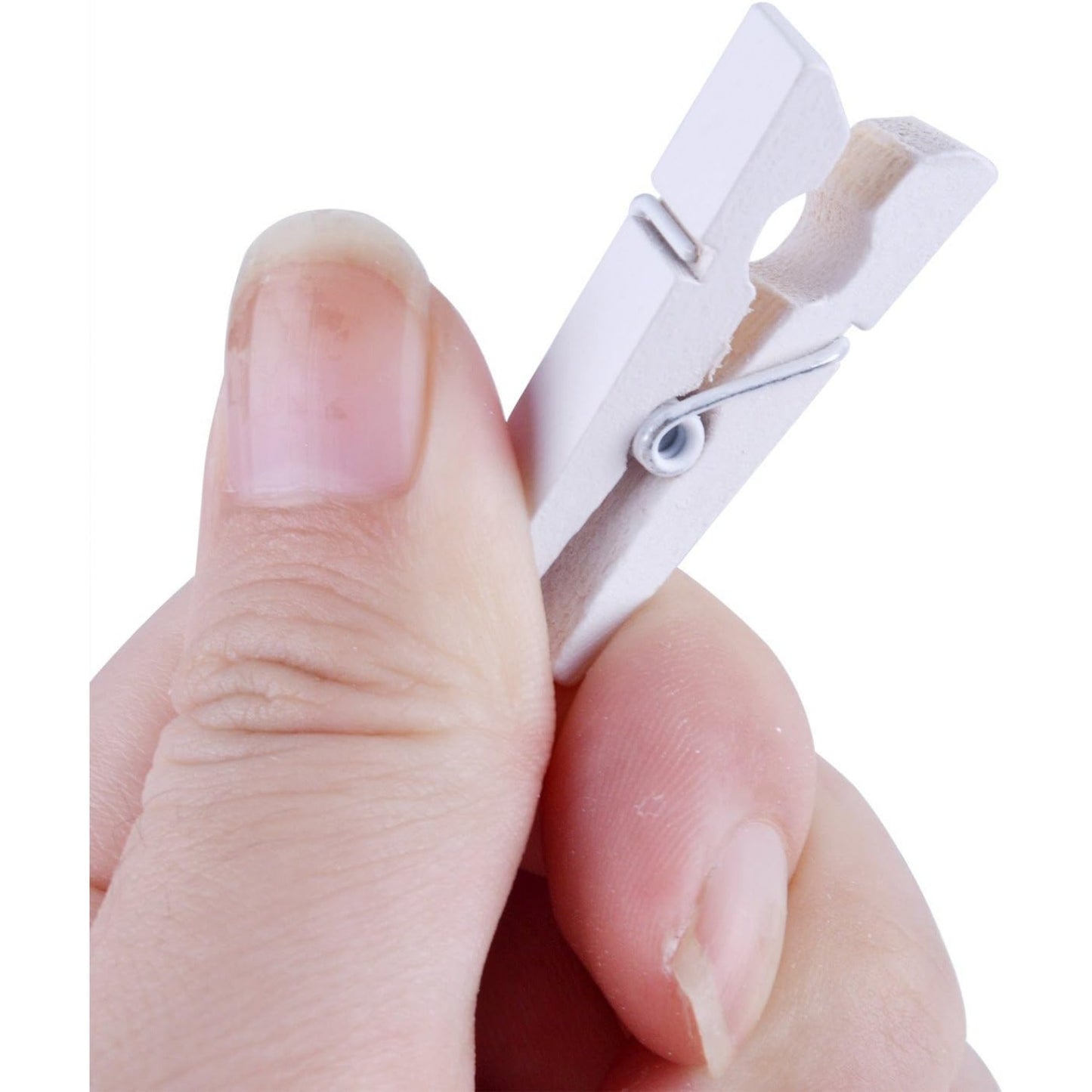 BronaGrand 100pcs Mini White Wooden Utility Paper Clips, Clothespins, Photo Clips