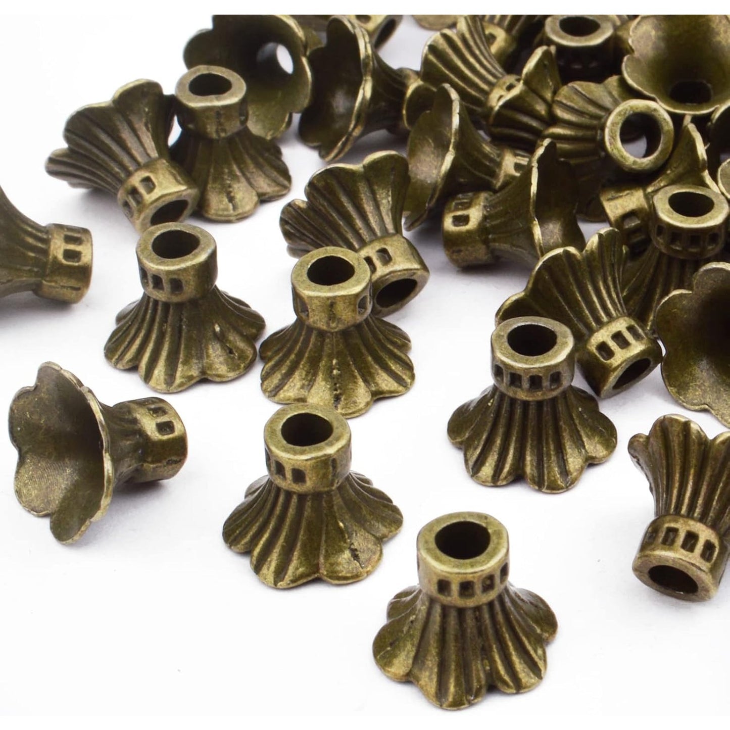 100pcs Flower Bead Caps Tibetan Style Alloy Tassel End Caps Loose Spacer Beads for Jewelry DIY Earrings Bracelet Crafts Making Accessory