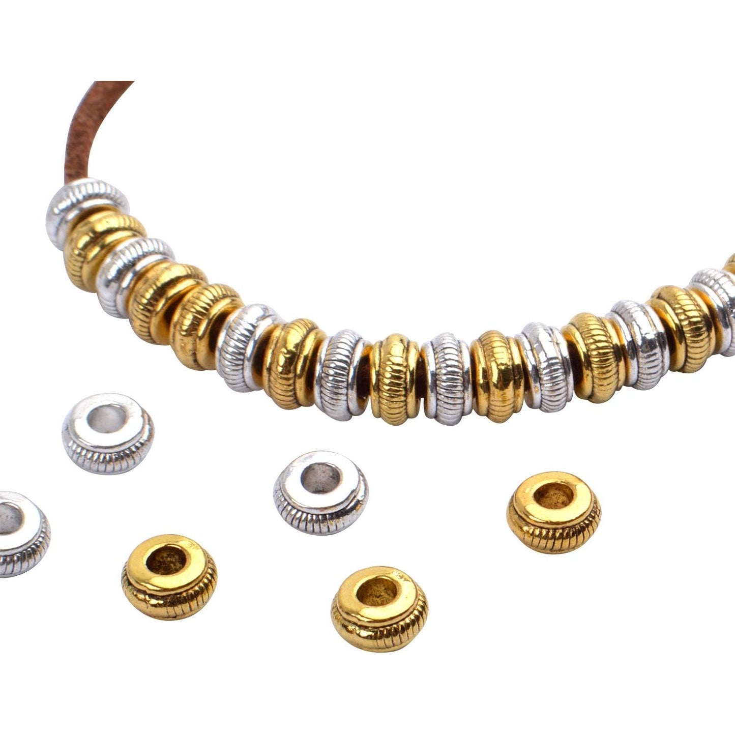 Tibetan Jewelry Findings,100pcs 7mm Antique Spacer Beads Tibetan Alloy Bead Spacers with 3mm Hole for DIY Necklace Bracelets Crafting,Pumpkin Shape