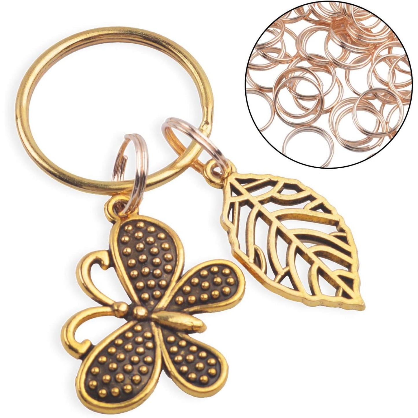 BronaGrand 200 Pieces Small Key Chain Rings Split Ring Key Chains for Keys Organization,10mm Diameter