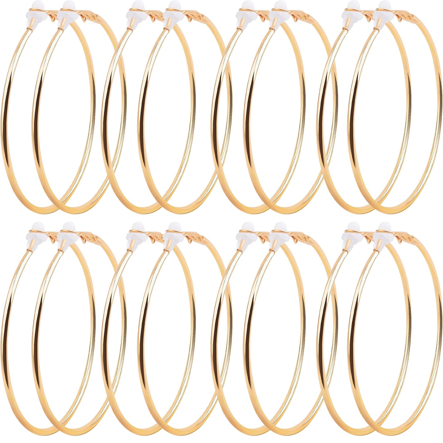 8 Pairs 60 mm Round Open Earring Beading Hoops Metal Hoop Earrings Findings Component with Silicone Earring Pads for DIY Crafts Jewelry Making Wedding Party Gifts, 4 Colors
