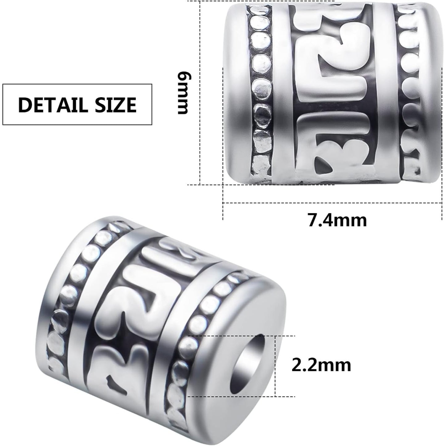 60pcs Antique Silver Plated Column Spacer Bead Alloy Tibetan Rondelle Bead Spacers Tube Beads Charm Beads for Bracelet DIY Jewelry Making and Crafting