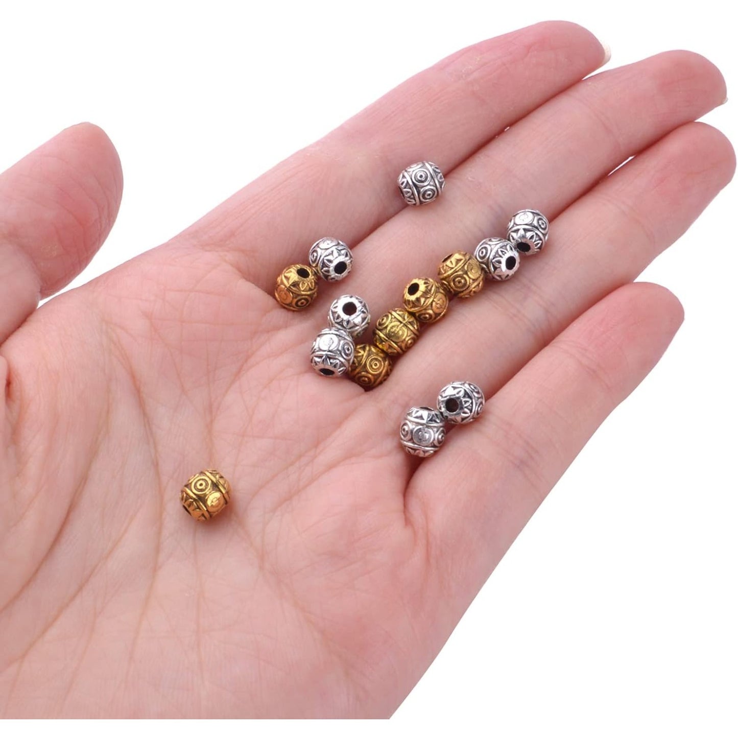 100pcs Barrel Spacer Beads Alloy Tibetan Beads Spacers Flower Spacer Bead Loose Beads Spacer Charm Beads for Jewelry DIY Bracelet Making and Crafting Accessory