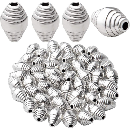 50pcs Tibetan Antique Silver Spacers Beads Alloy Bicone Spacer Beads Jewelry Beads Spacers Charms with A Box for Bracelet Necklace DIY Jewelry Making