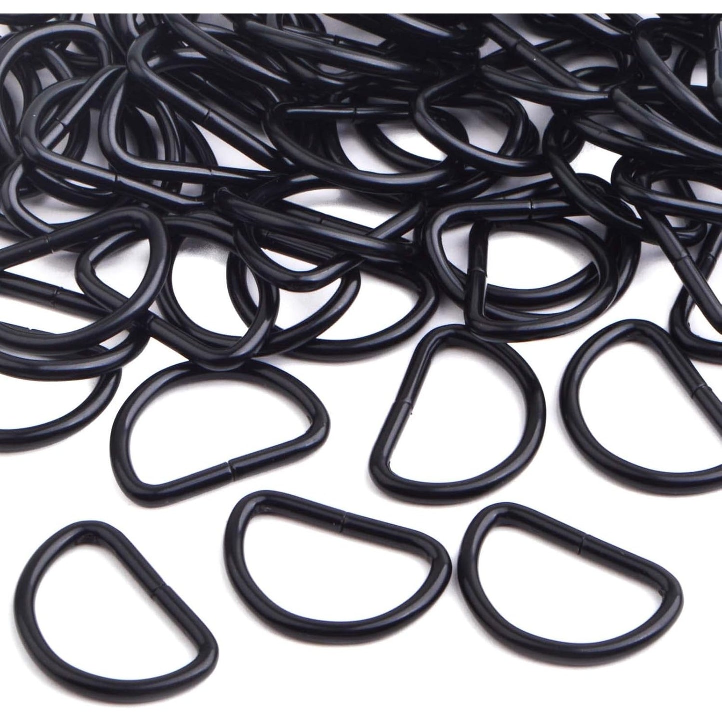 100pcs Heavy Duty Semi-Circular D Rings Multi-functional Half Round D-shaped Rings Buckle DIY Accessories for Hardware Bags Backpack Belt Clothing Sewing, Black