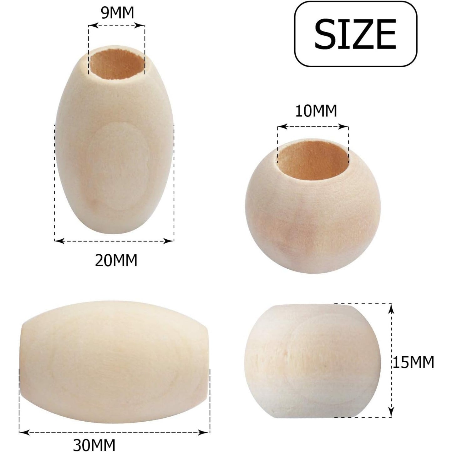 Natural Wooden Spacer Beads - 100pcs Large Hole Unfinished Tube Beads for DIY Handmade Decorations, Bracelets, Pendants & Crafts