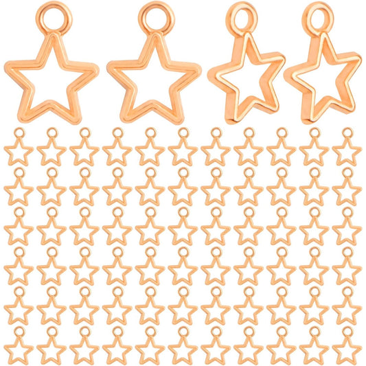 200pcs KC Golden Pentagram Star Charm Pendants Tibetan Alloy Mini Star Shape Celestial Dangle Charms for DIY Bracelet Necklace Jewelry Making Craft Supplies