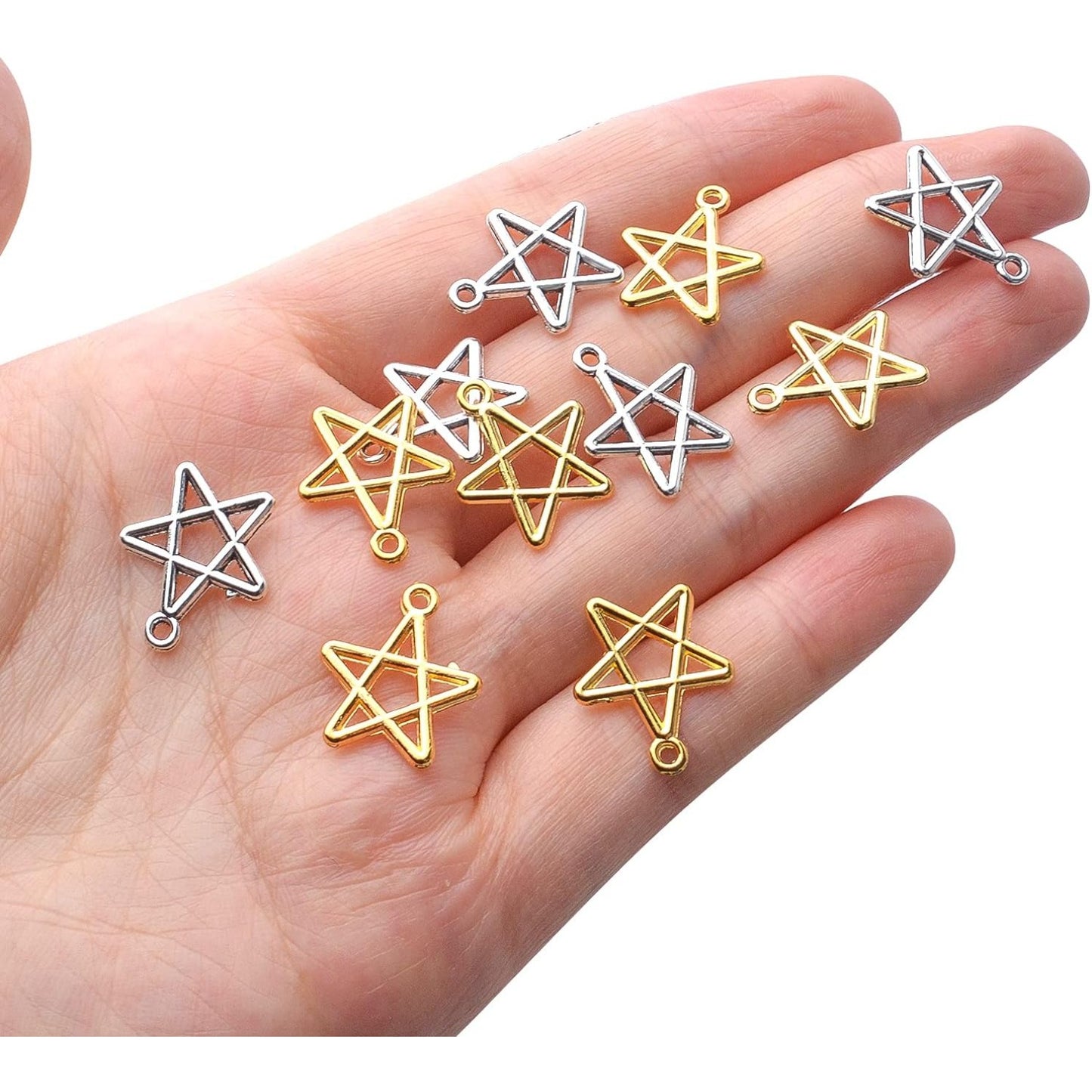 100pcs Star Pentagram Charms Pendant Alloy Pentacle Charm Celestial Charms for DIY Bracelets Necklace Jewelry Making Craft Supplies