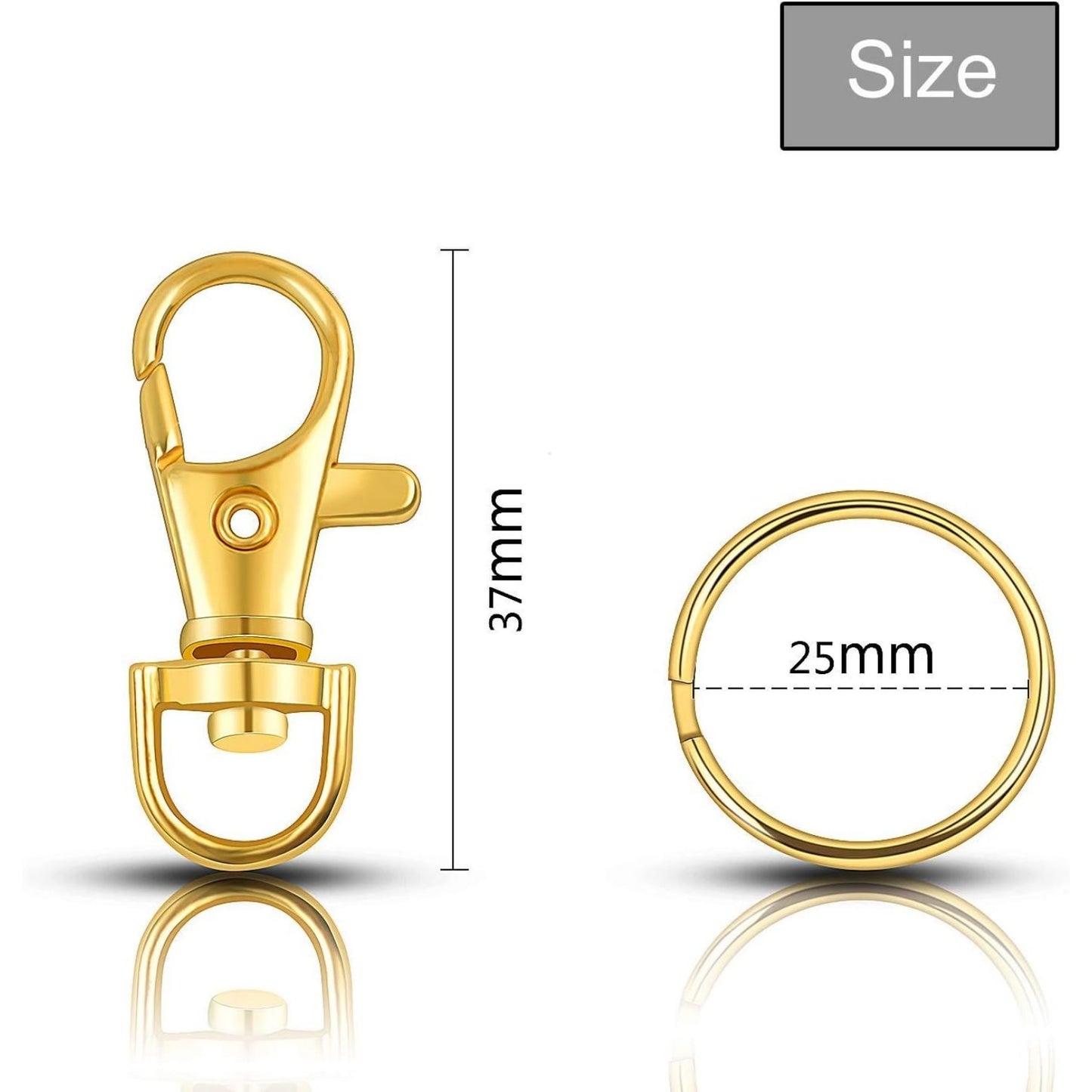 50 PCS Swivel Lanyard Snap Hooks Strong Key Chain Rings and Lobster Clasps Trigger Clips for DIY Bags, Jewelry and Craft Making