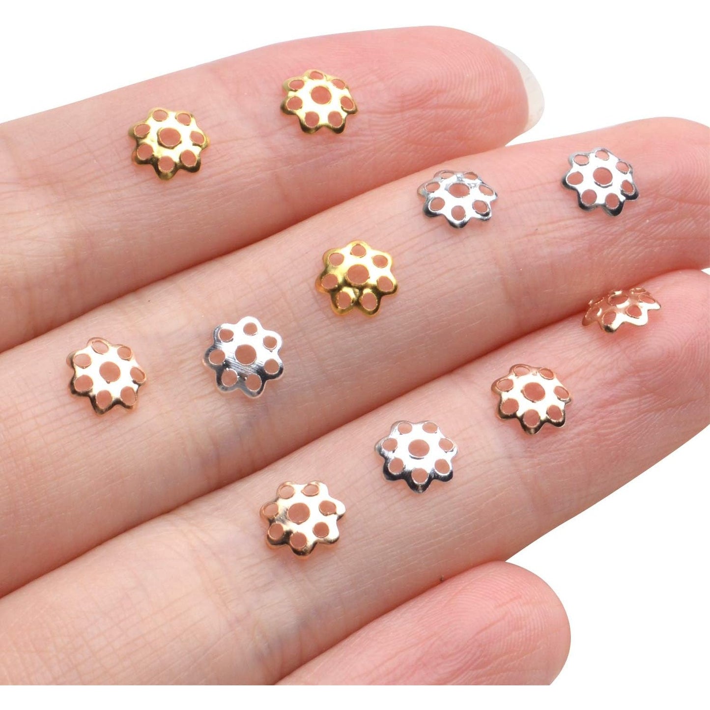 Flower Bead Caps, 800Pcs Filigree Flower Beads Caps Alloy Spacers Beads for DIY Jewelry Making Bracelet Necklace Earrings