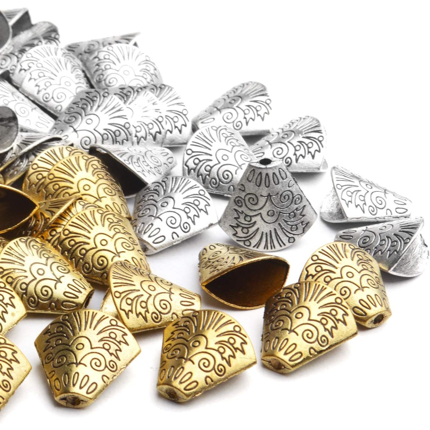 Bead Caps Making, 100pcs Tibetan Style Trumpet Bead Caps Antique Bead Cone Caps Alloy Bead End Caps Tassel End Cap for Bracelet Necklace Earring Jewelry Making Crafts
