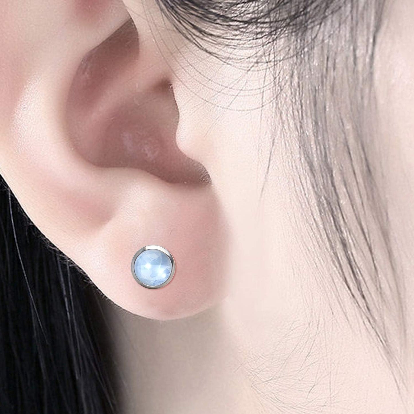 Stud Earring Bezels,10pcs 6mm Stainless Steel Hypoallergenic Cabochon Bezel Trays Gemstone Earring Posts Blanks Settings