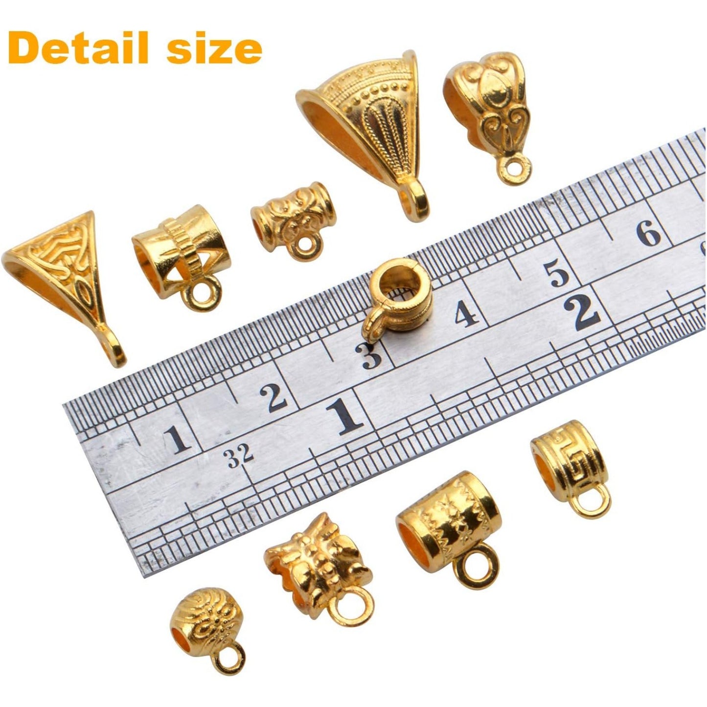 100g (About 120-170pcs) Mixed Gold Bail Beads,Spacer Bead,Bail Tube Beads,Bracelet Charms,Necklace Pendants for Jewelry and Craft Making