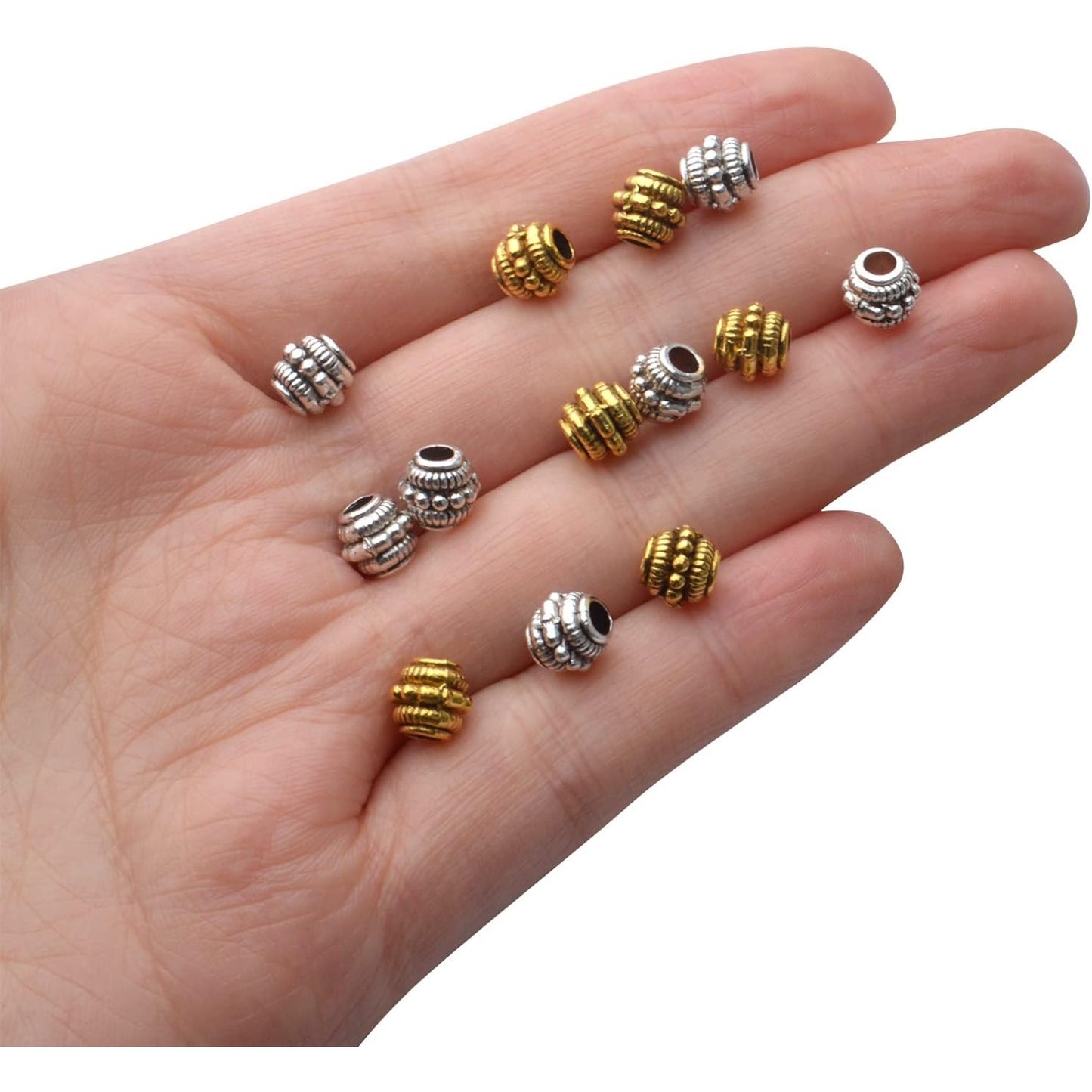 100pcs Barrel Spacer Beads Tibetan Alloy Column Spacers Loose Beads Spacer Charms Beads for Jewelry DIY Bracelet Necklace Making Accessory