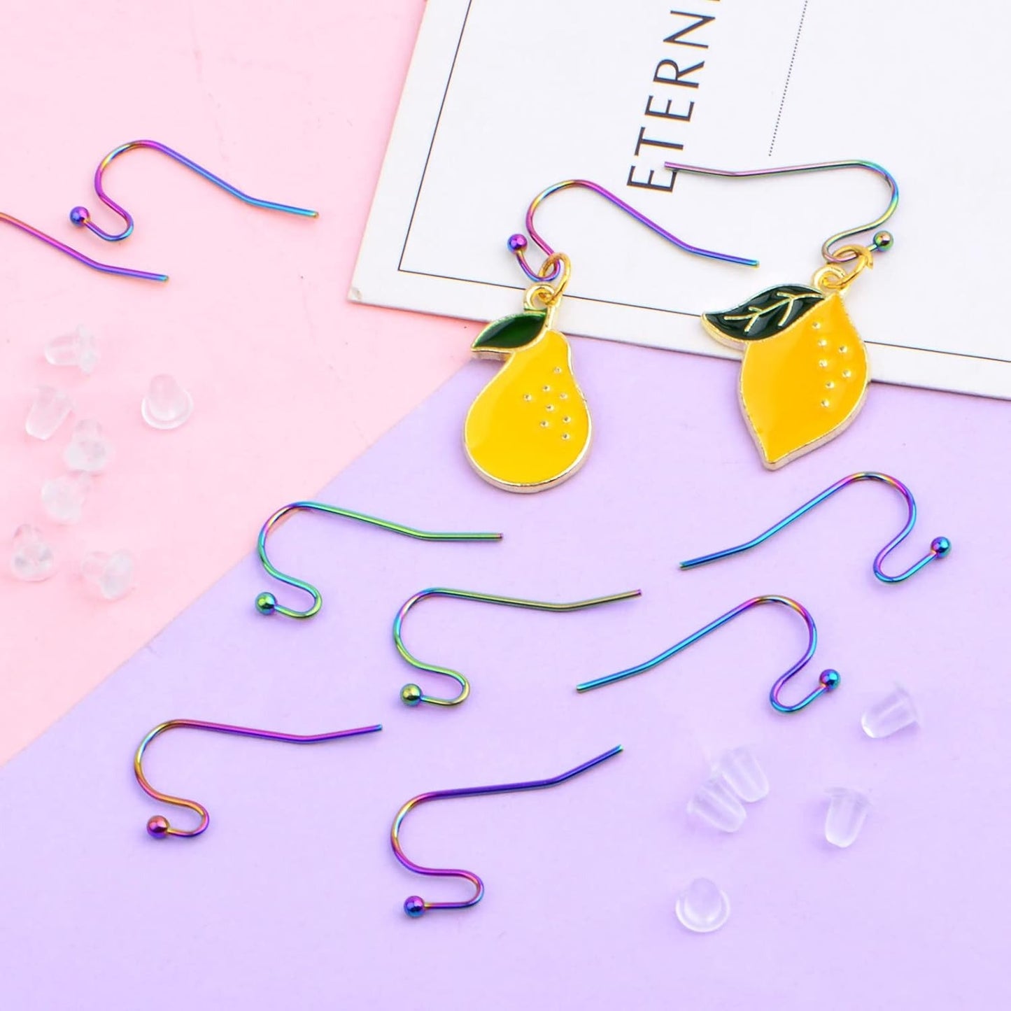 Earring Findings Bulk,200 Pieces French Earring Hooks Ball End Earwires with 200 Pieces Rubber Earring Stoppers for Dangling Earring Making,Golden and Silver