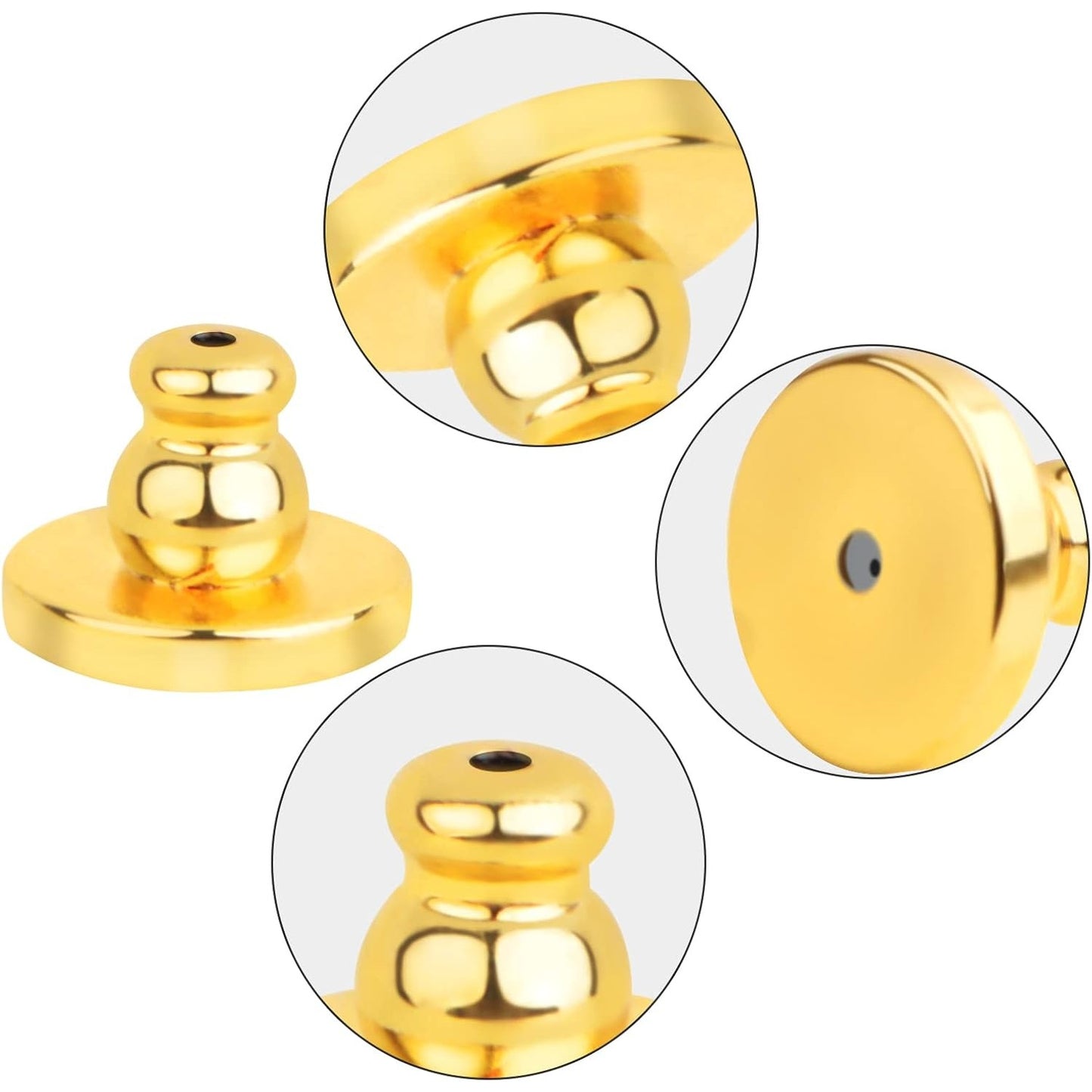 8pcs Hypo-Allergenic Bullet Clutch Secure Earring Backs Brass Locking Earring Backs Flying Disc Shape Ear Stoppers for Studs Fishhook Heavy Earrings, 2 Colors