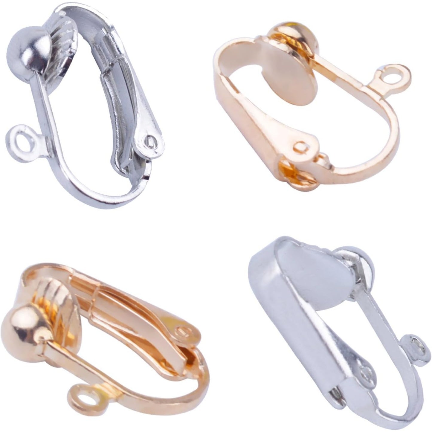 BronaGrand 20pcs Clip-on Earring Converter with Easy Open Loop (Gold and Silver)