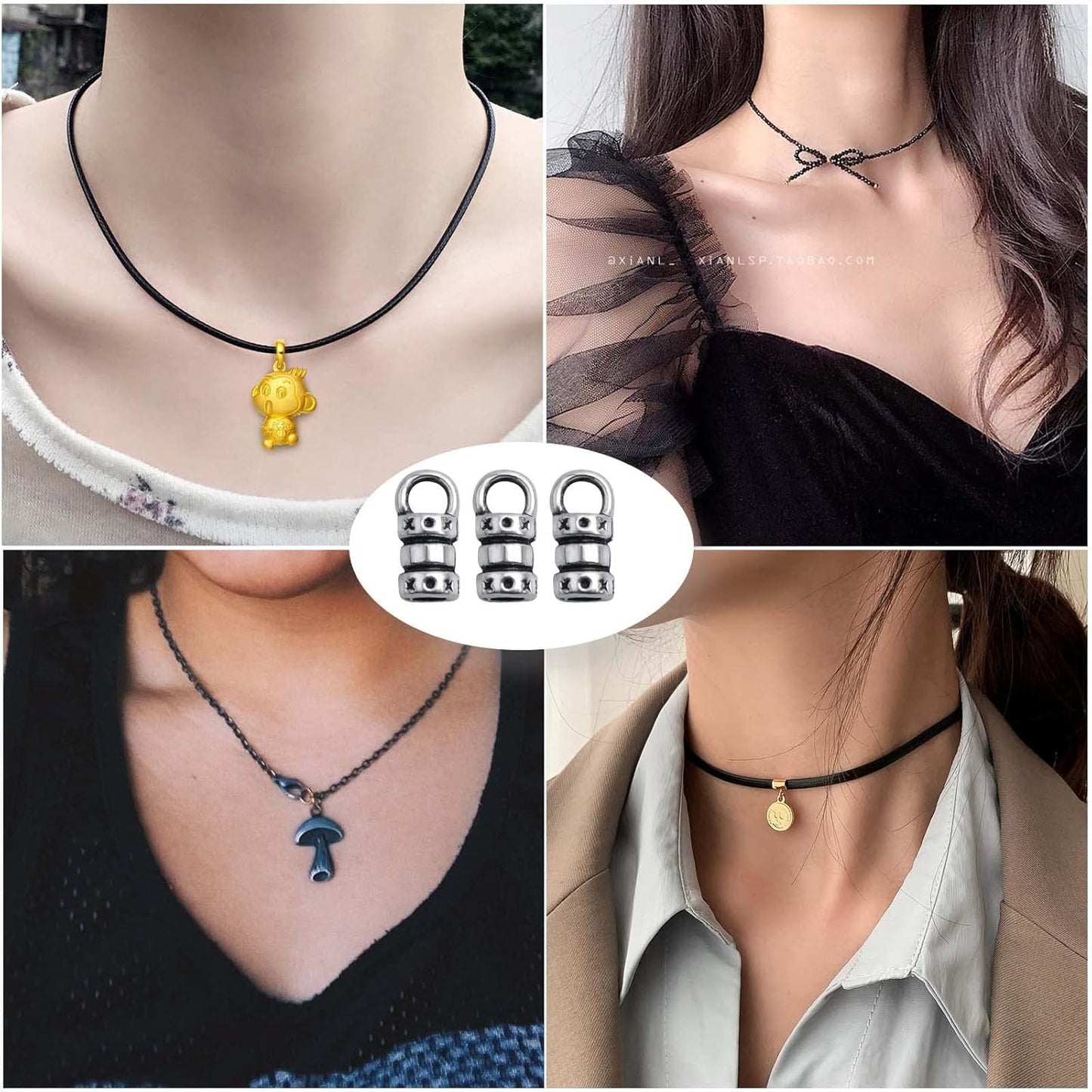 100pcs Antique Silver Cord End Caps Tibetan Alloy Leather Tassel Caps Barrel Leather Cord Link Buckle Tips Glue-in End Caps Accessories for DIY Bracelet Necklace Jewelry Making