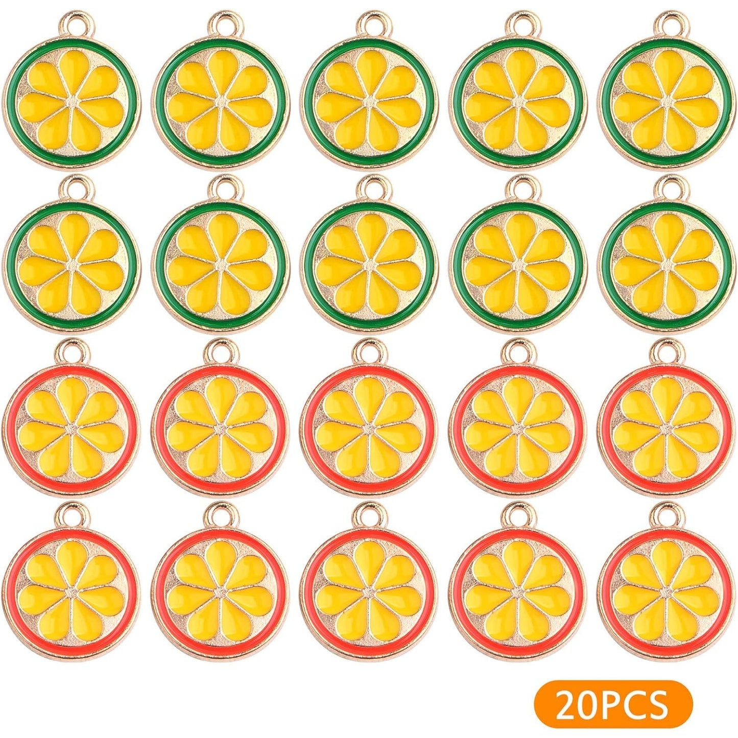 20 Pieces Cute Enamel Lemon Orange Pendant Charms Alloy Fruit Shape Dainty Dangle Charms Ornaments for DIY Necklace Bracelet Earrings Crafts Jewelry Making, 2 Colors