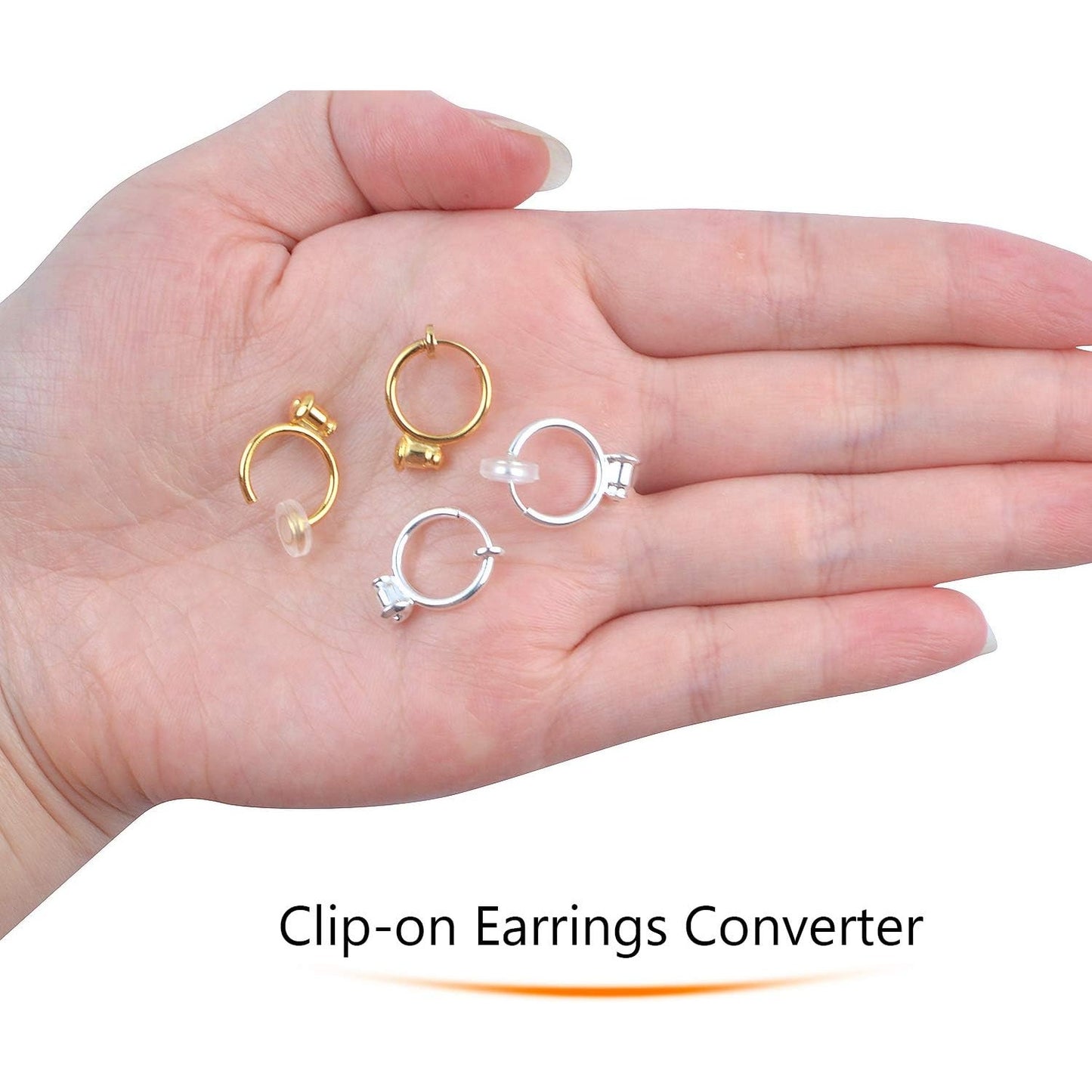 12 Pieces Clip-on Earring Converter Components with Post and 12 Pieces Silicone Earring Pads for None Pierced Ears, 2 Colors