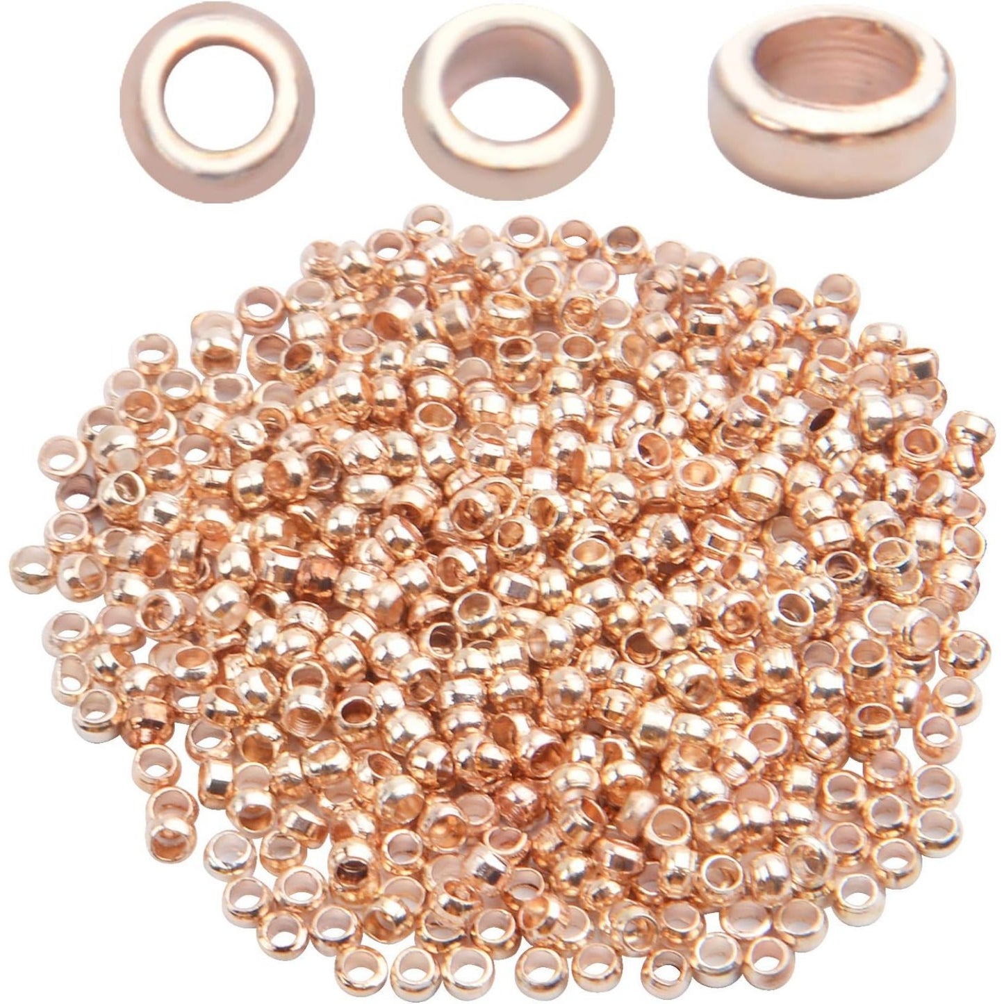 1000pcs Crimp Beads Positioning Beads Mini Spacer Beads for Jewelry Bracelet Making,Rose Gold