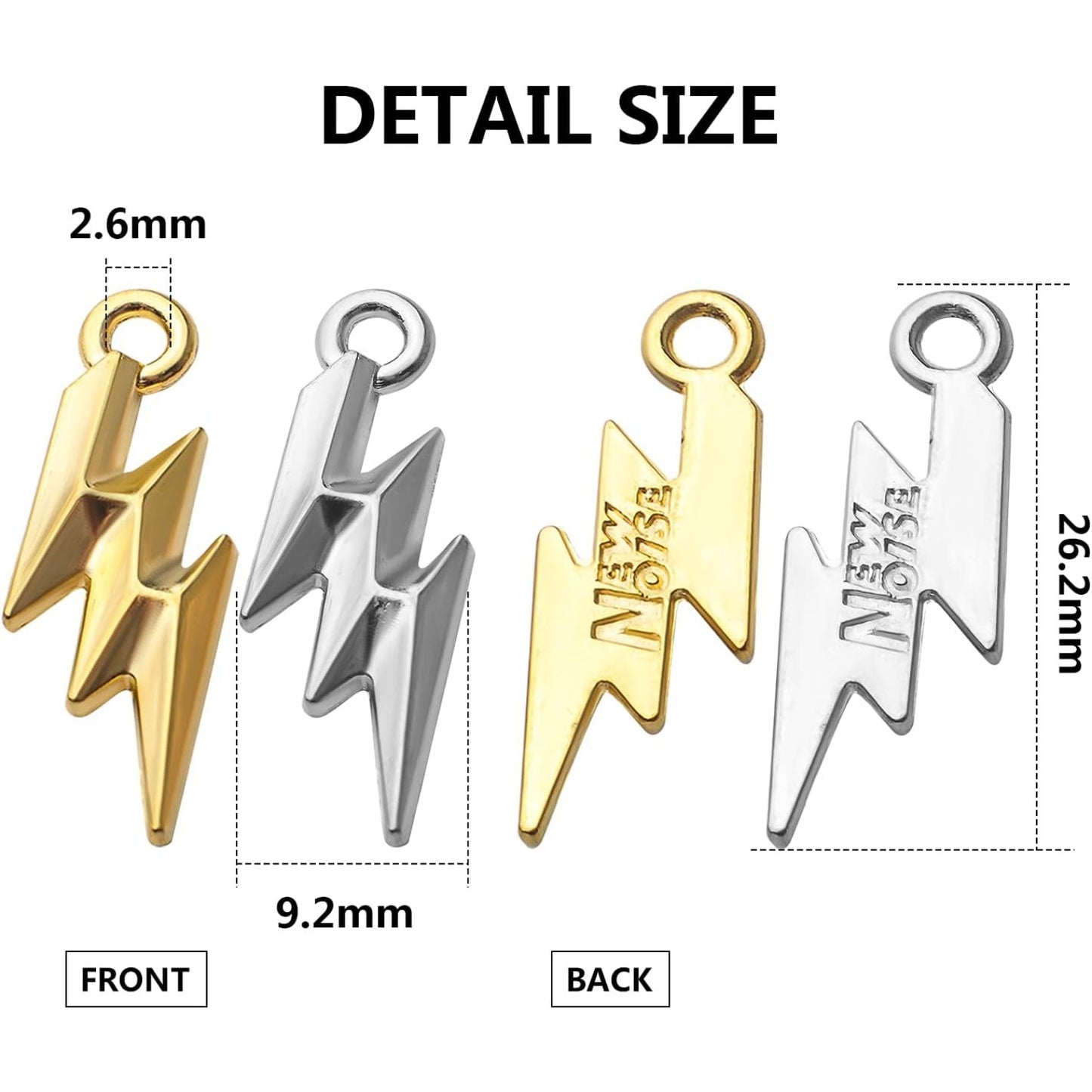 60pcs Flash Shape Charms Lightning Bolt Pendants Alloy Flash Lightning Charm Celestial Charms for Earrings Necklace DIY Jewelry Making Accessory