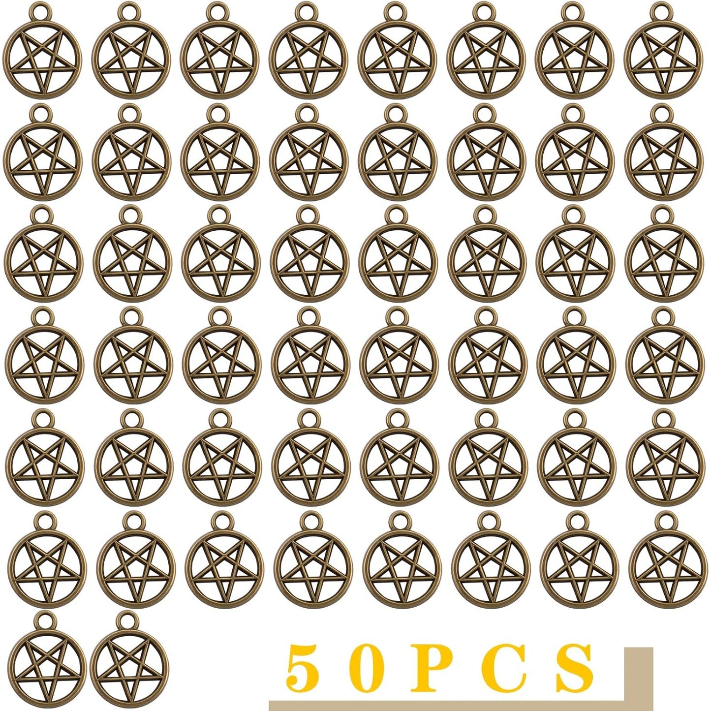50pcs Silver Pentacle Star Charms Alloy Star Pentagram Pendants Protection Lucky Pentacle Charms Jewelry Making Accessory for DIY Crafts Necklaces Bracelets Earrings