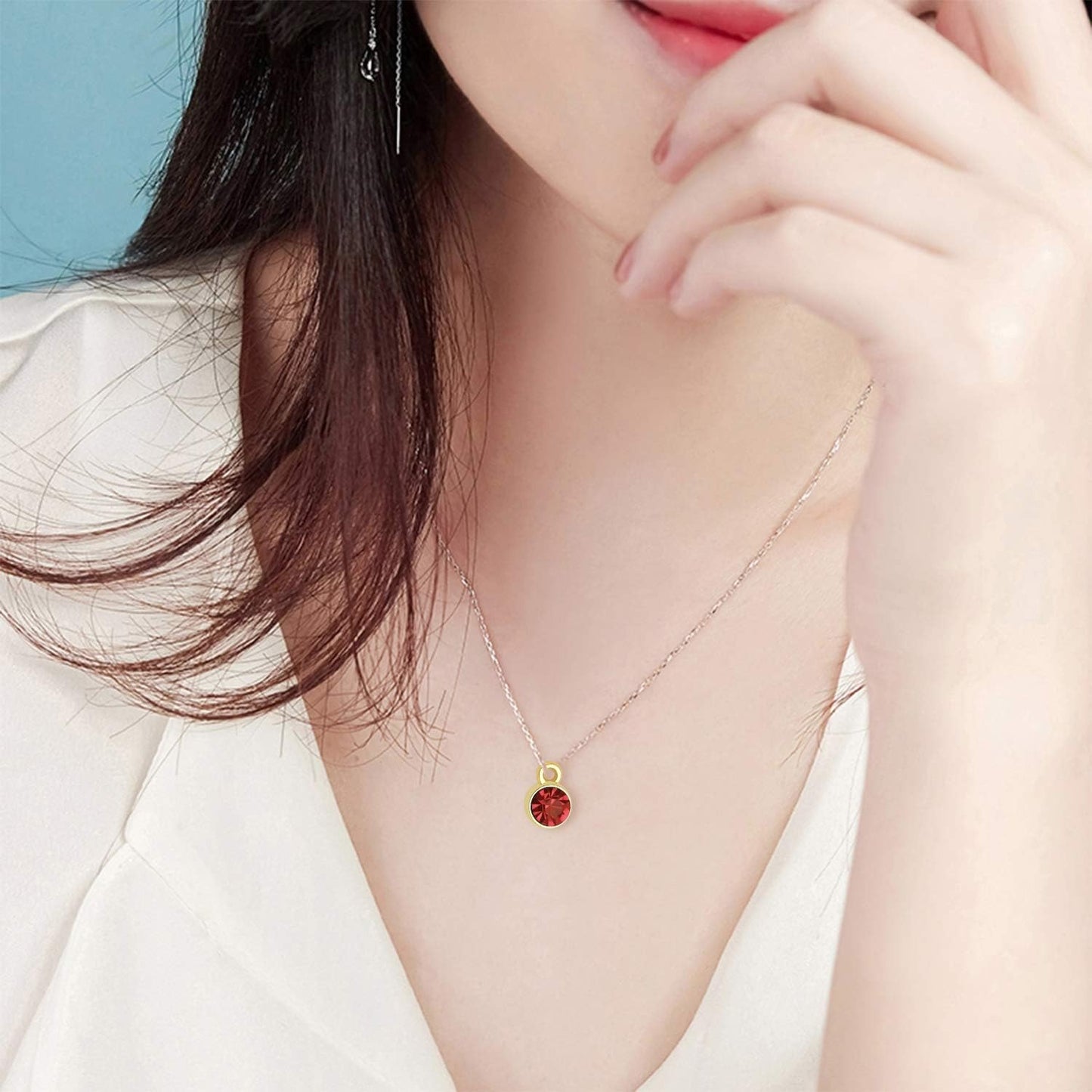 Crystal Birthstone Charms, 48pcs Crystal Birthstone Charms DIY Round Beads Pendant with Rings Handmade Crystal Charm for Necklace Bracelet Earring Jewelry Making, 10x7mm, 12 Colors