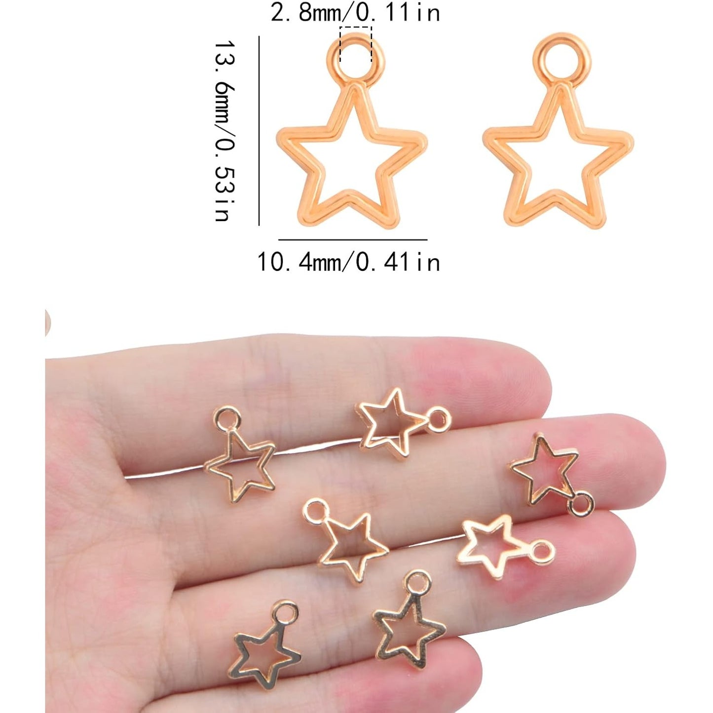 200pcs KC Golden Pentagram Star Charm Pendants Tibetan Alloy Mini Star Shape Celestial Dangle Charms for DIY Bracelet Necklace Jewelry Making Craft Supplies