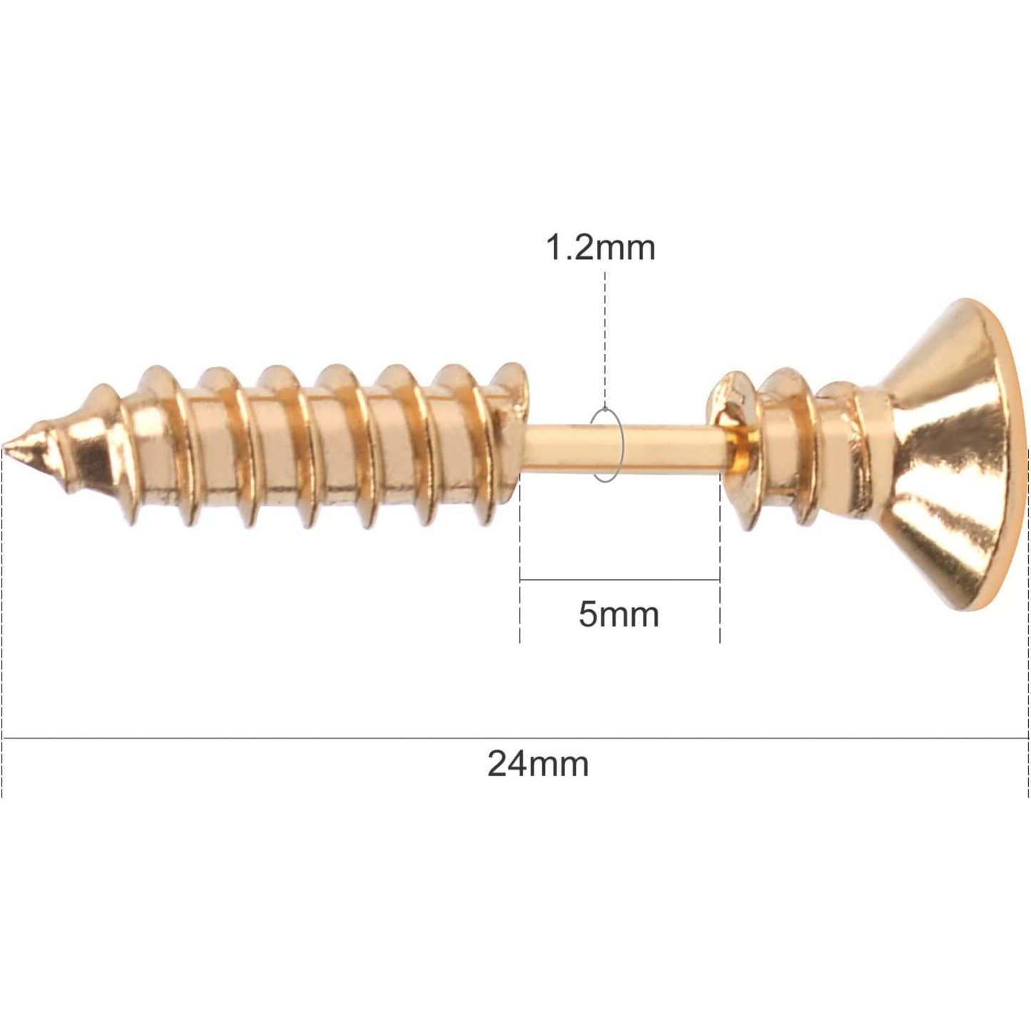 12 Pieces Screw Earrings, Stainless Steel Unisex Piercing Cross Screws Hoop Earrings Ear Stud,6 Colors