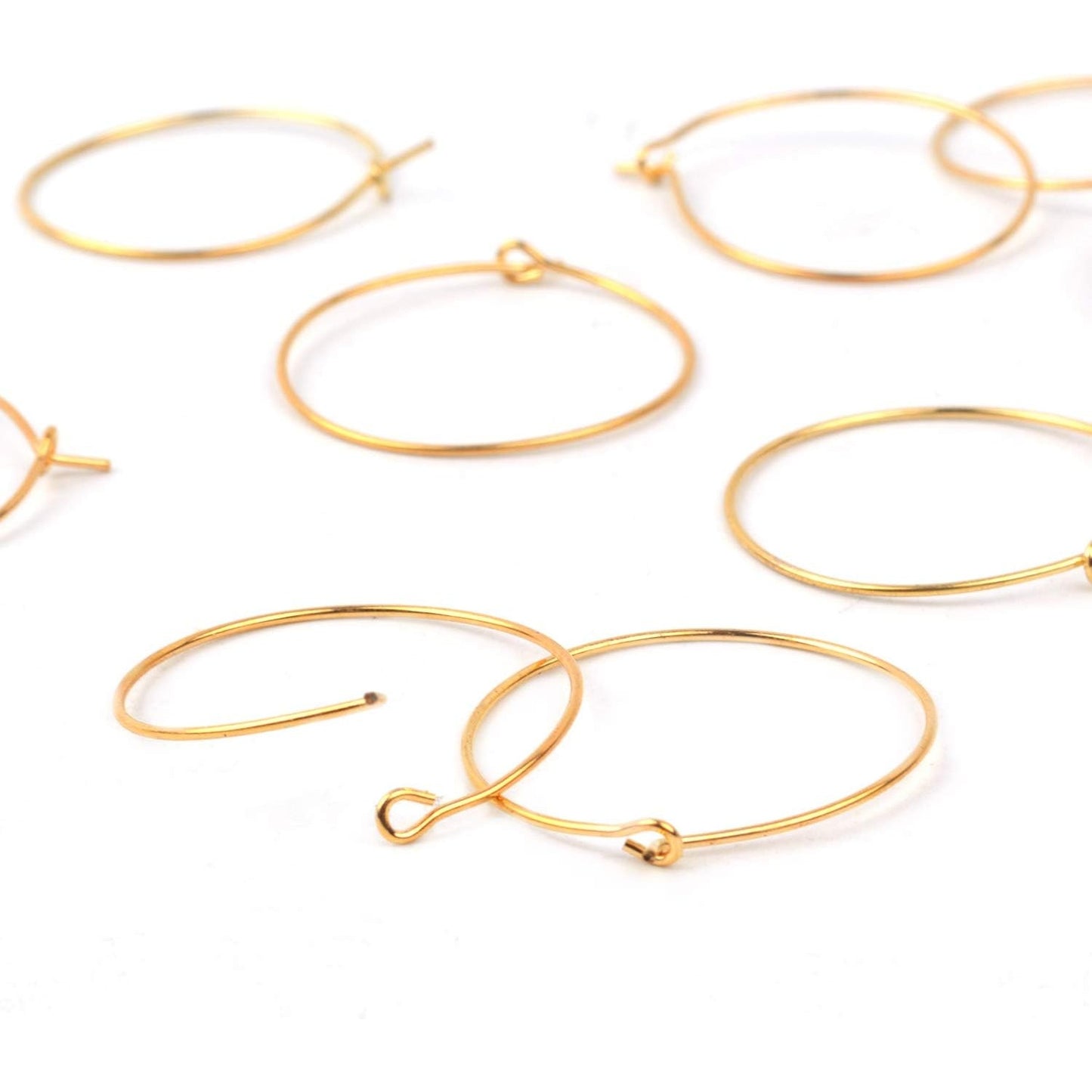 BronaGrand 100 Pieces Gold Wine Glass Charm Rings Earring Hoops 25mm