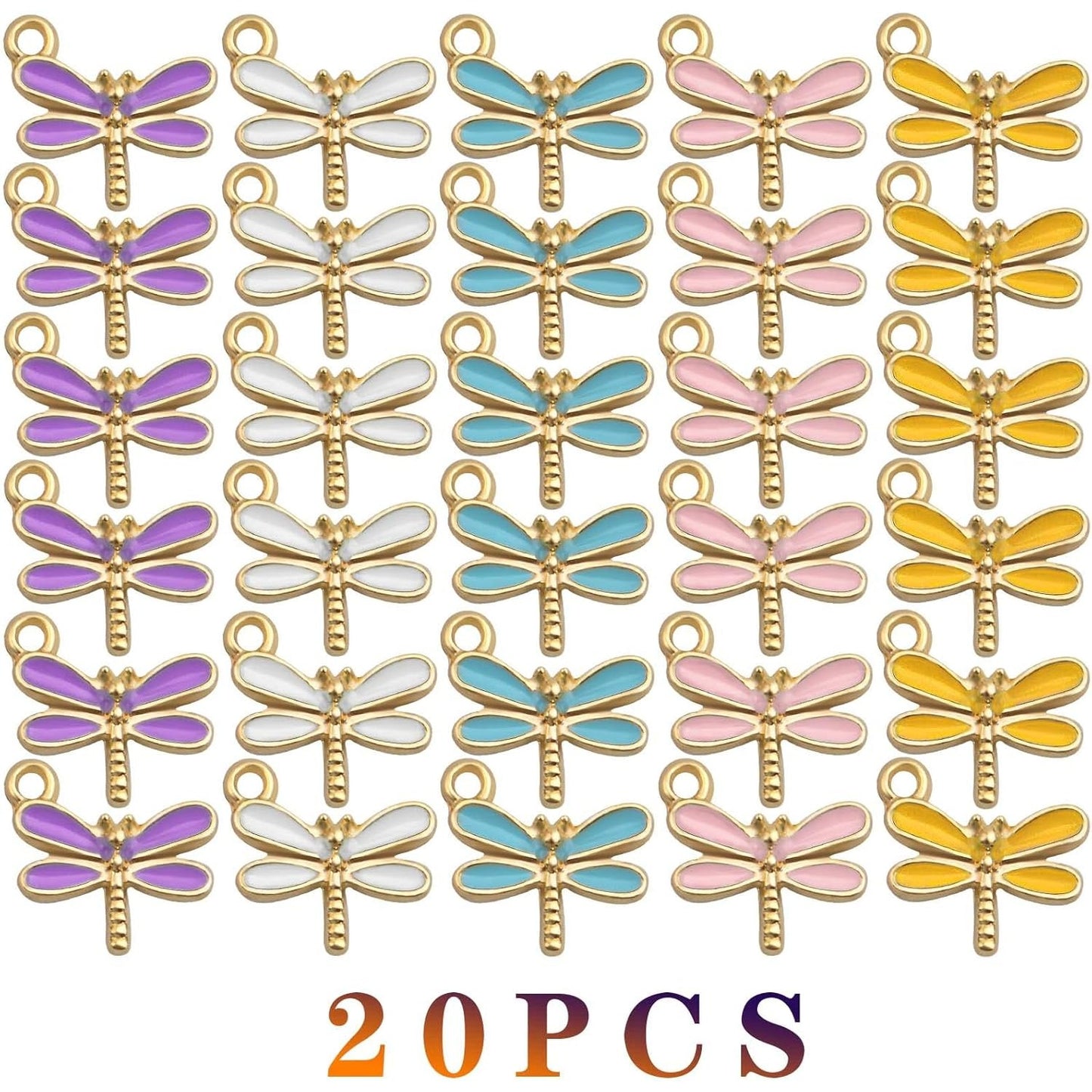 30pcs Dragonfly Charms Enamel Colorful Dragonfly Pendants Insect Charm Pendant for DIY Bracelet Earrings Jewelry Making