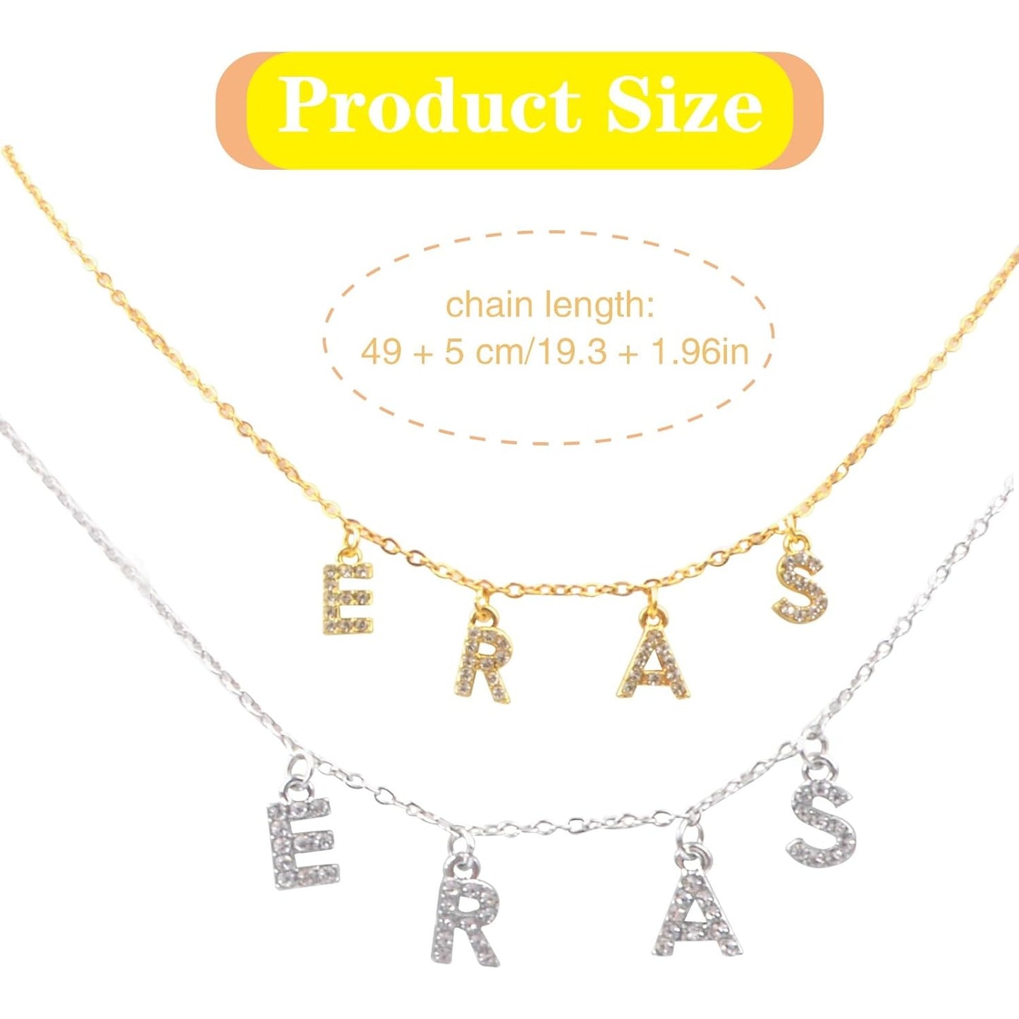 2 Sets ERAS Alphabet Necklaces Album Gift Song Inspired Necklace Charms Initial Letter Choker Pendant Necklace Concert Outfit Jewelry for Women Teens Fans Music Lovers Gifts