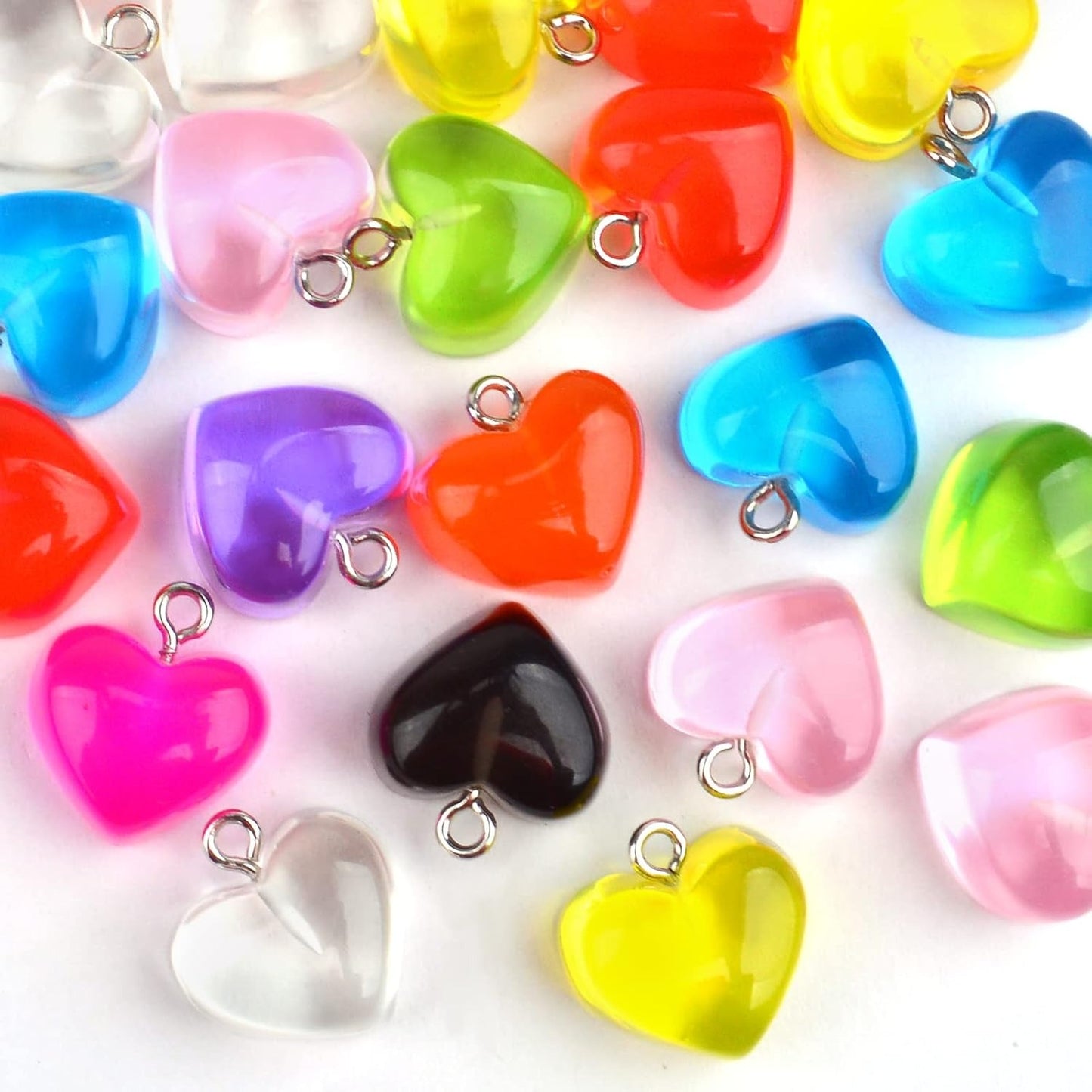 30 Pieces Gummy Heart Charms Pendant Colorful Resin Love Heart Candy Pendants Crafts Supplies for DIY Earrings Necklace Bracelet Jewelry Making