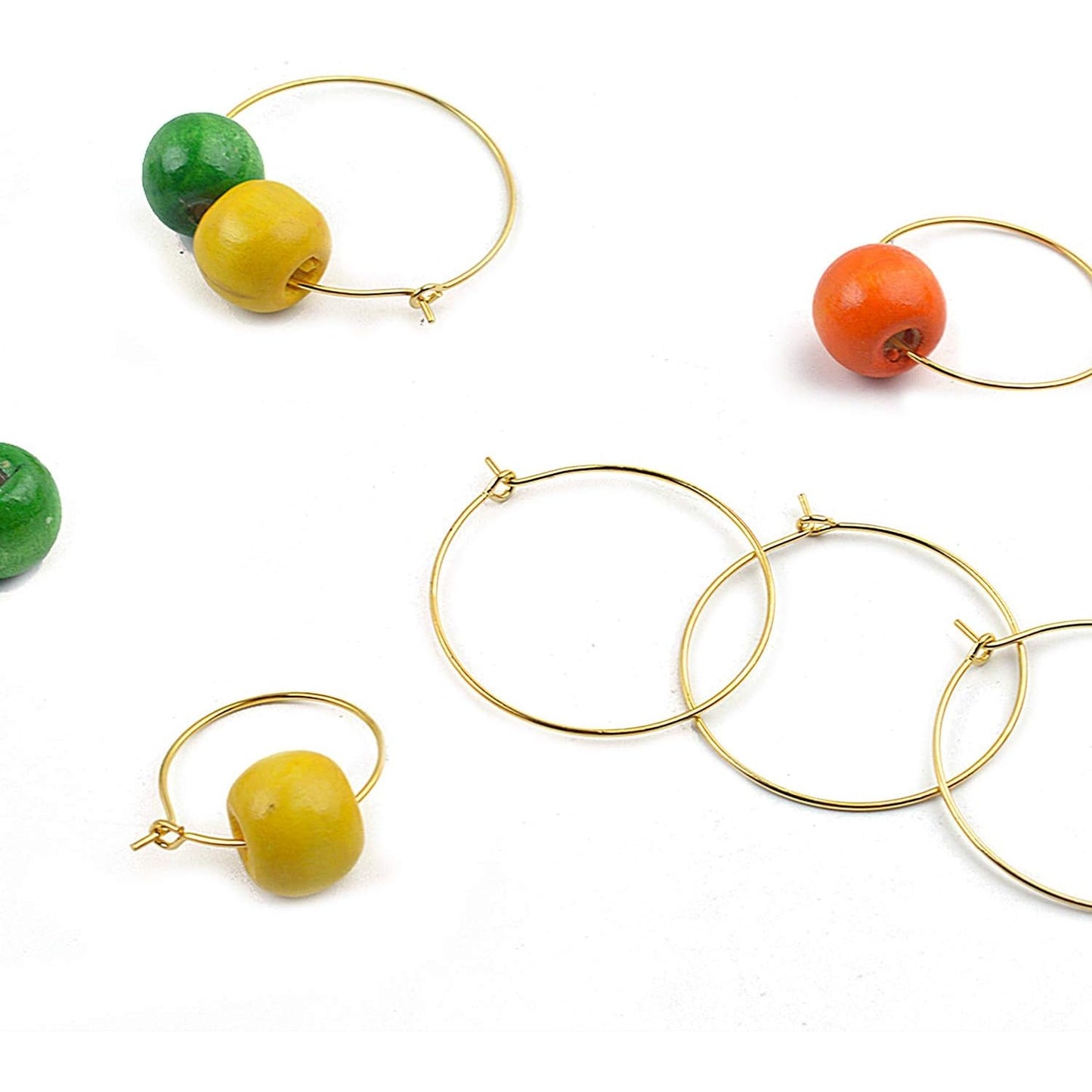 BronaGrand 150 Pieces Gold Plated Wine Glass Charm Rings Earring Hoops 3 Sizes,30mm,25mm,20mm