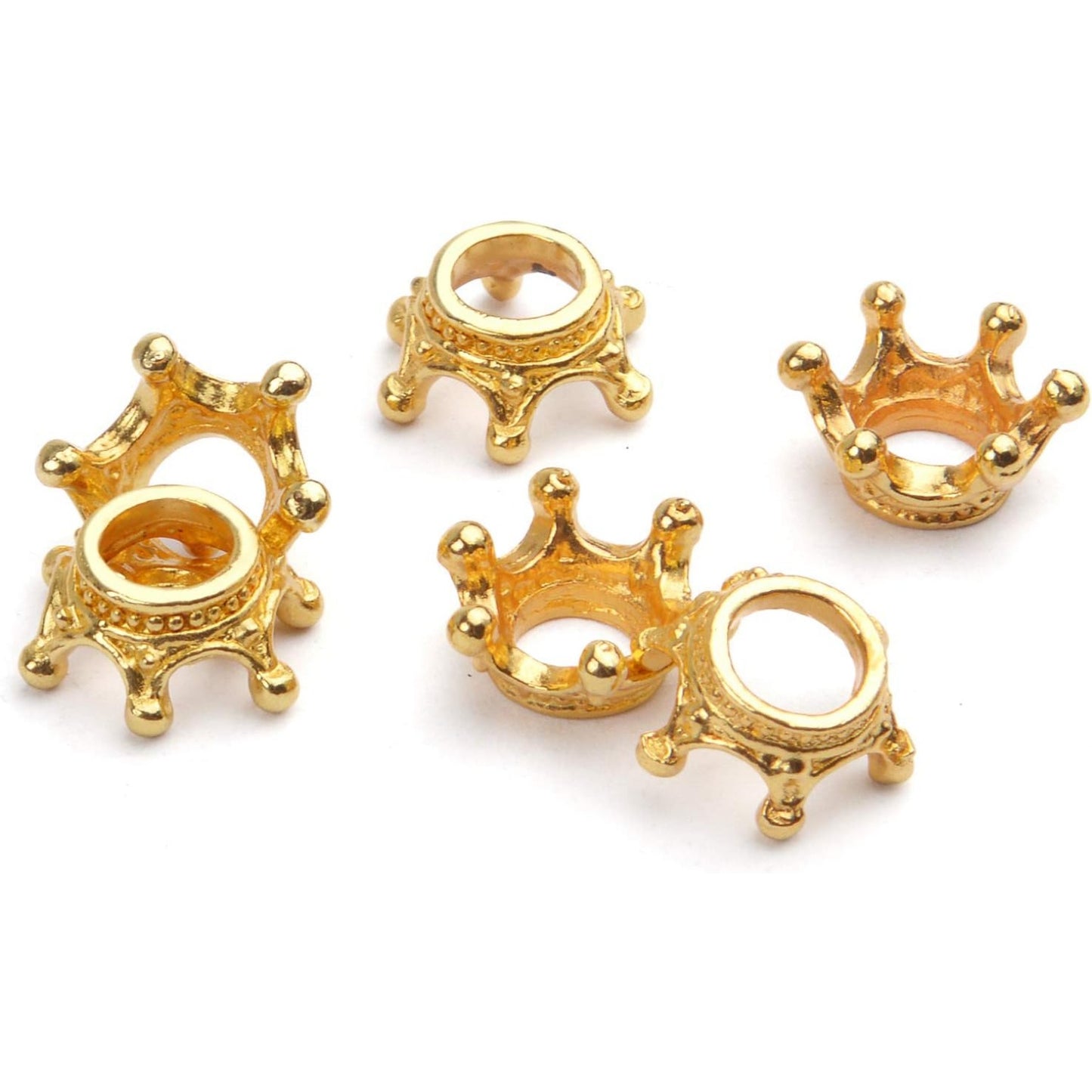 50pcs Crown Shape Charms Loose Beads Pendants Alloy Spacer Beads Big Hole Bracelet Connector Charm for Crafts DIY Jewelry Making
