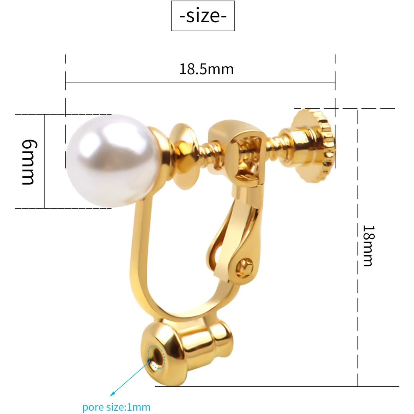 Clip-on Earring Converters, 12pcs Imitation Pearl Earring Clip Converter Screw Type Brass Earrings Findings with Loop for Non-Pierced Ears - Gold and Silver