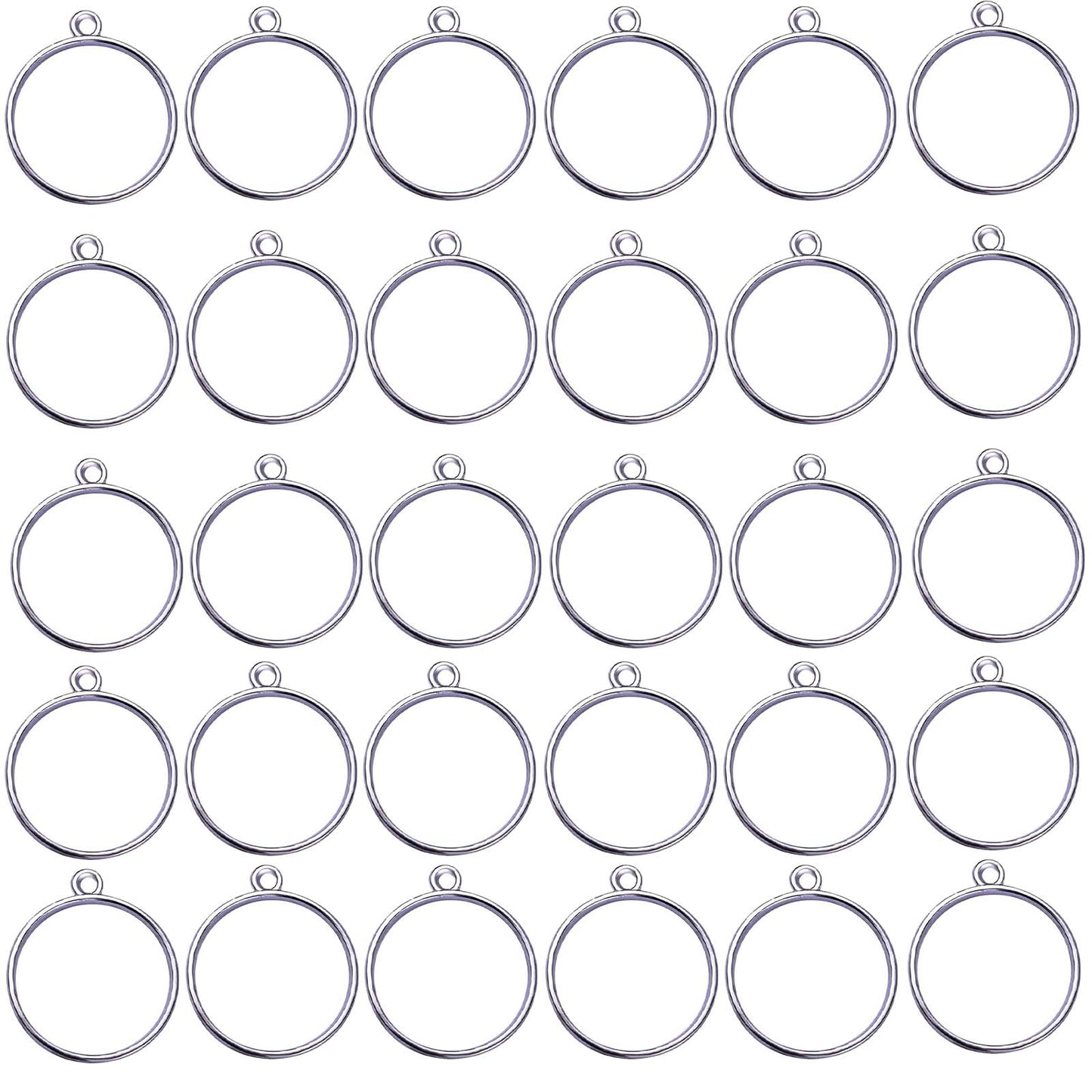 30pcs 6 Colors Round Open Bezel Pendants Alloy Bezel Charms Resin Molds Open Back Frame Pendants for Pressed Flower Frame Hollow Trays Jewelry Earrings Necklace Making Findings
