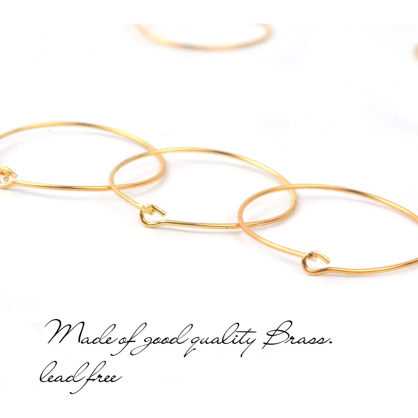 BronaGrand 100 Pieces Gold Wine Glass Charm Rings Earring Hoops 25mm